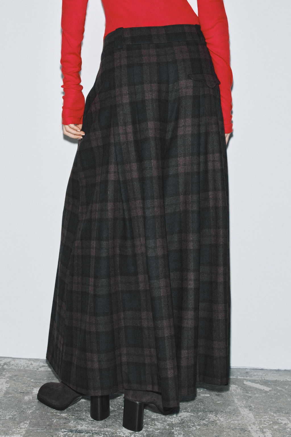 ZW COLLECTION CHECKED WOOL BLEND TROUSERS - Zara фото 3