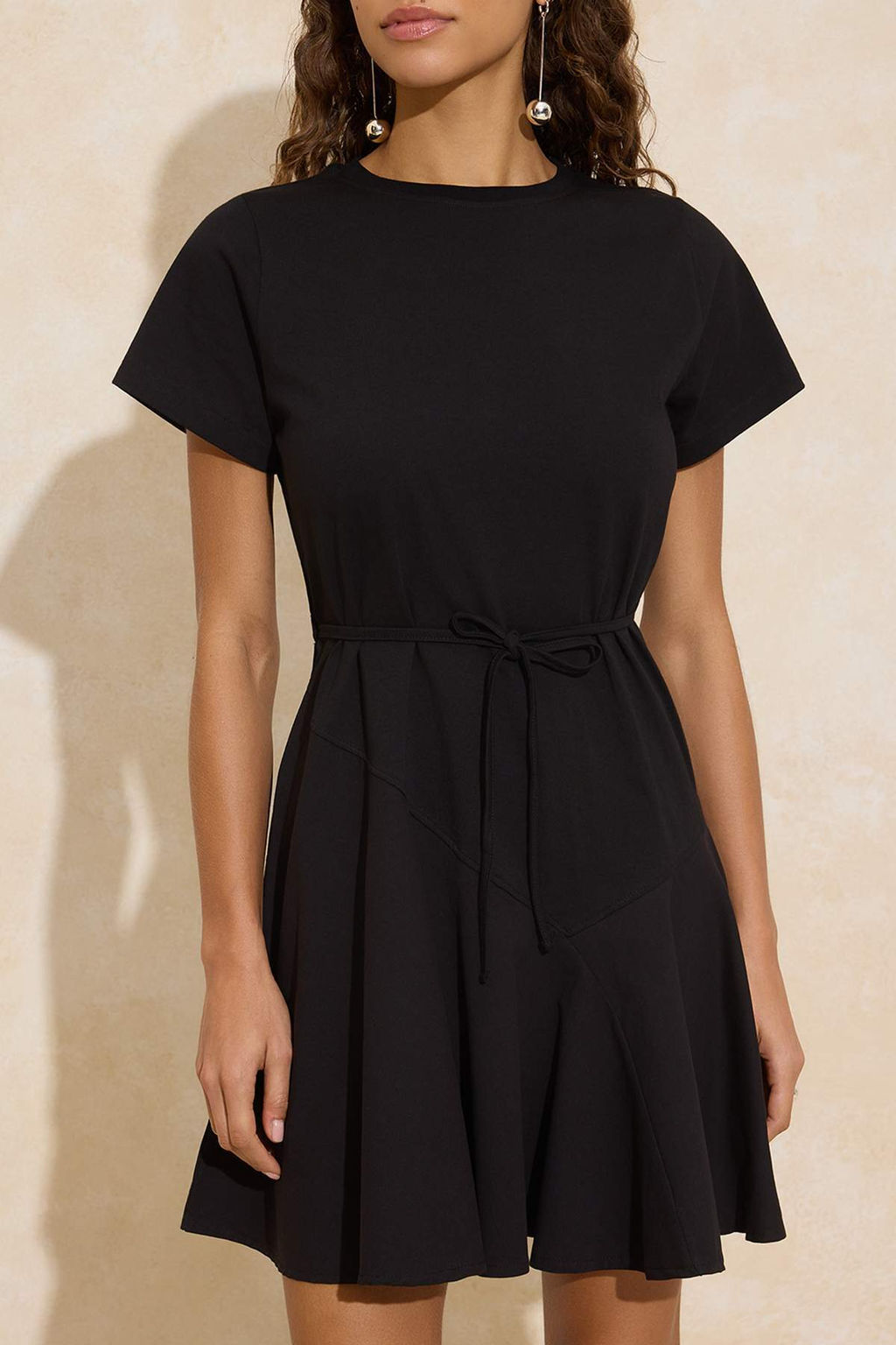 Siyah Belden Ac?lan K?sa Kollu Mini Tok %100 Pamuk Orme Elbise TWOSS26EL00046 - Trendyolmilla фото 3