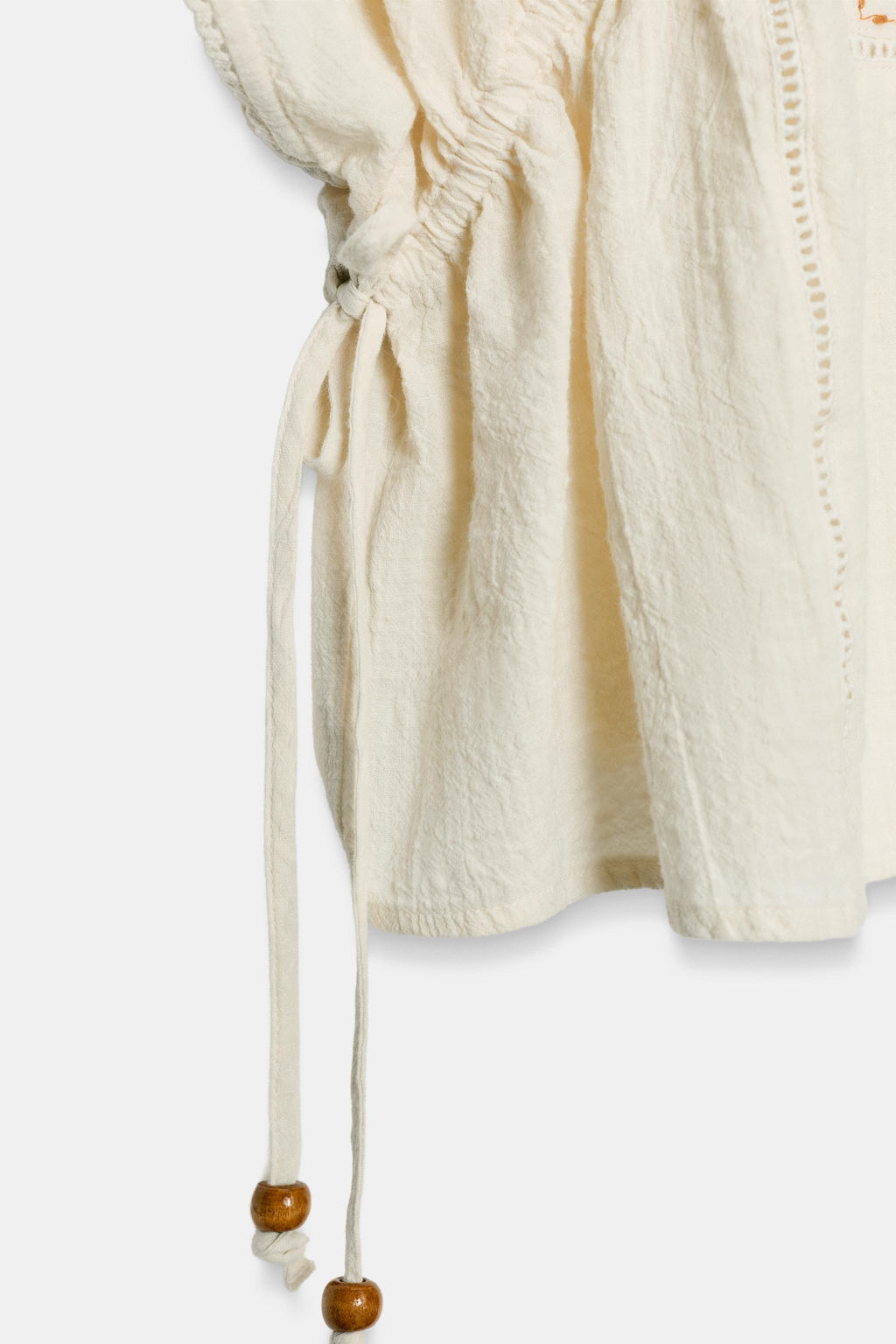 TOP BORDADOS CORDONES LATERALES / Crudo - Zara фото 9