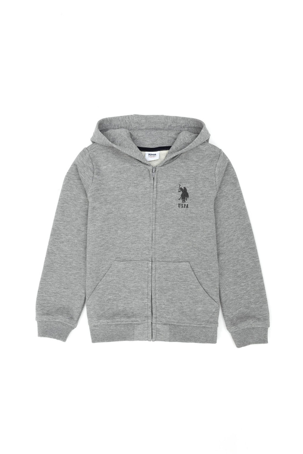 U. S. Polo Assn Детская серая меланжевая базовая толстовка с капюшоном - U.s. polo assn фото 2