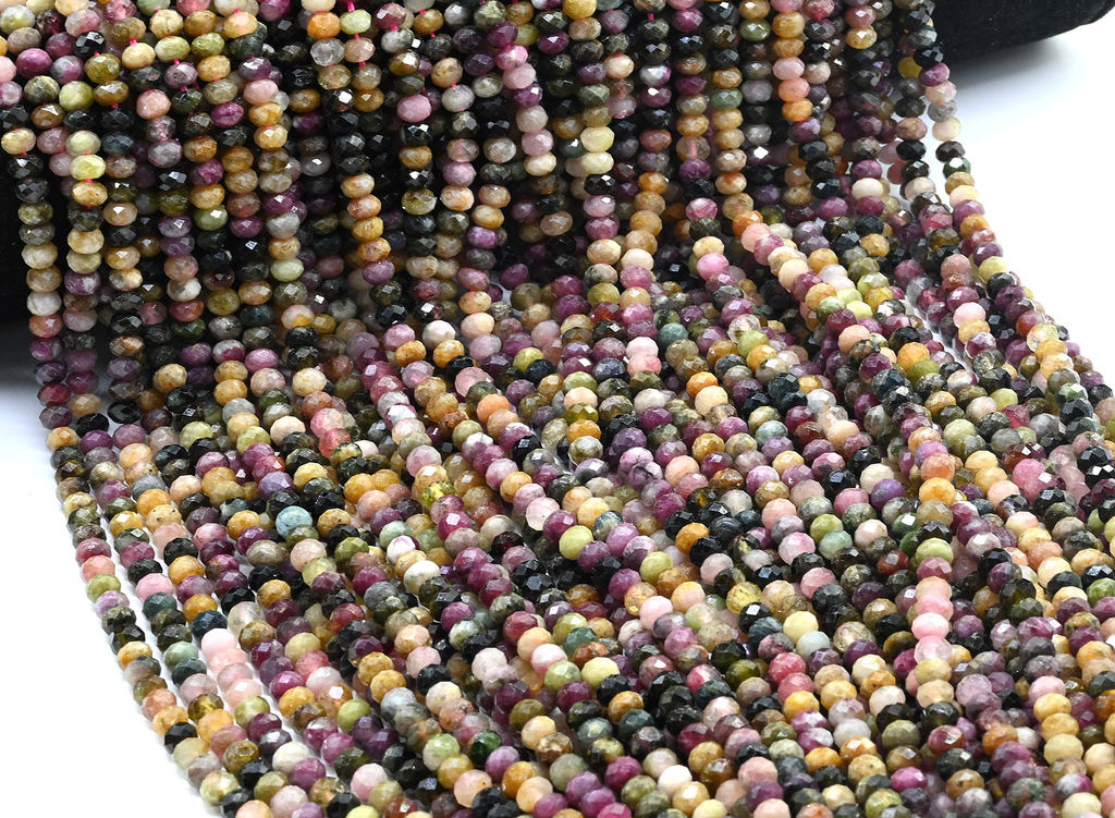 Бусины из турмалина рондель огранка 5*3мм, 40см, 128 бусин Радуга камня
