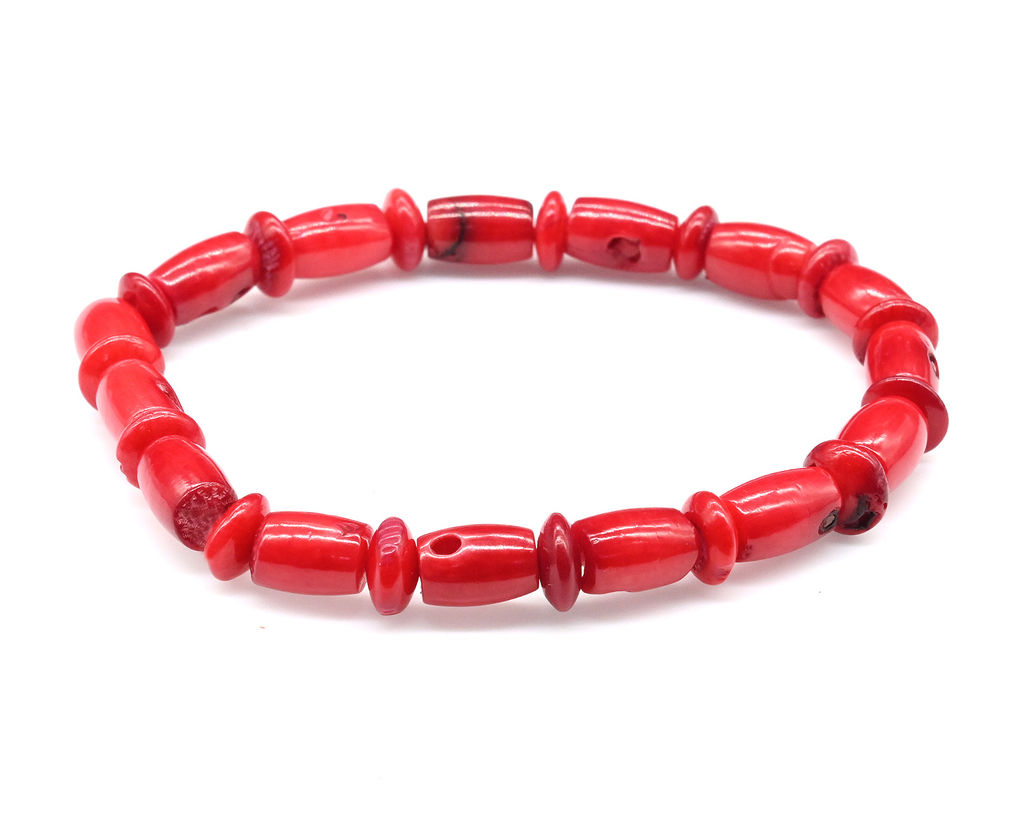Браслет из коралла красного бочонок 8*10мм, 17см