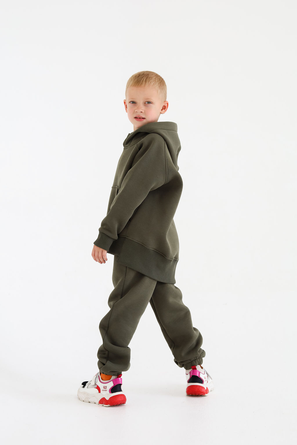 Худи удлиненное с начесом, хаки - Inzibe фото 2