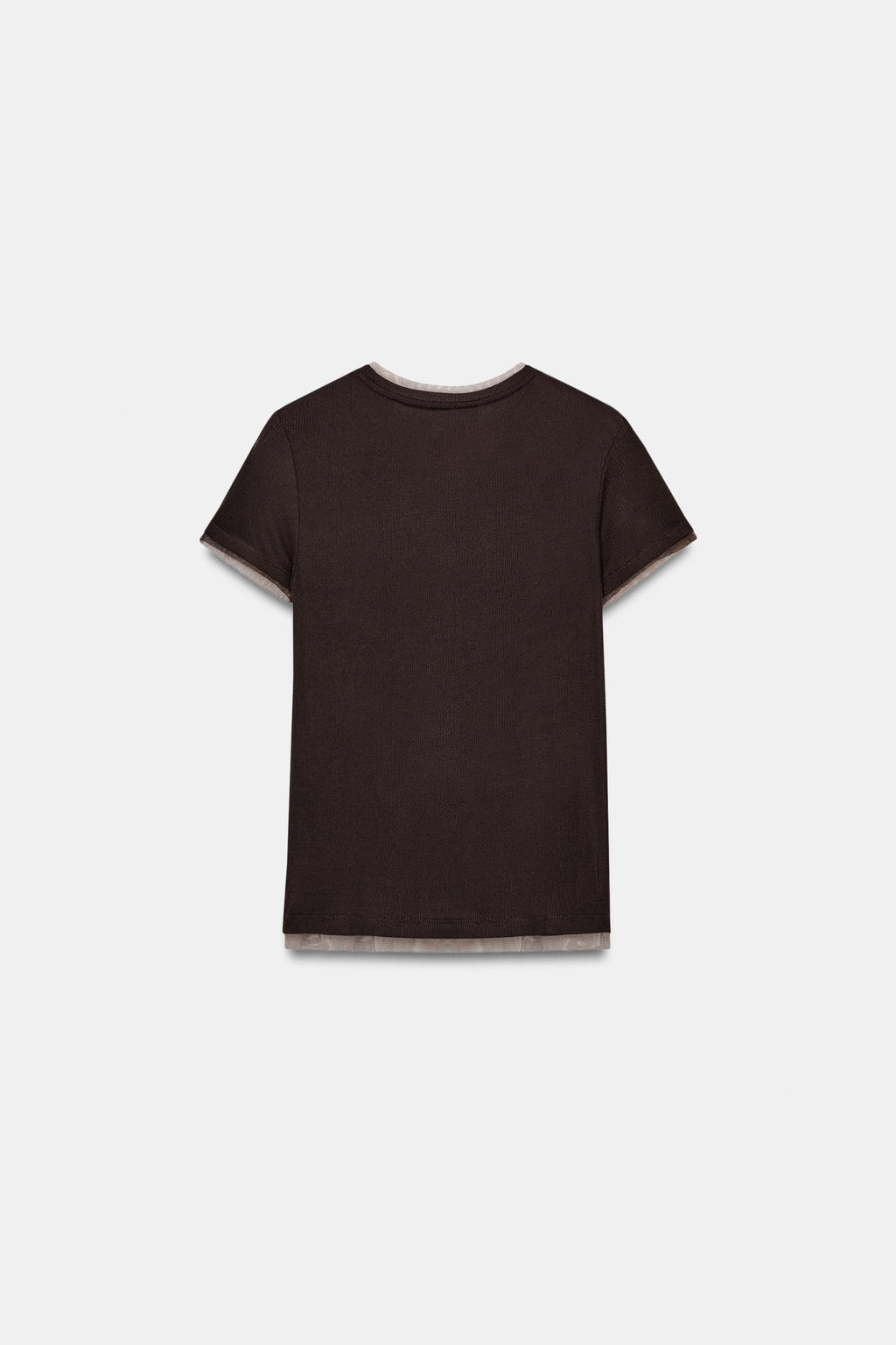 CAMISETA COMBINADA TUL / Marr?n chocolate - Zara фото 6