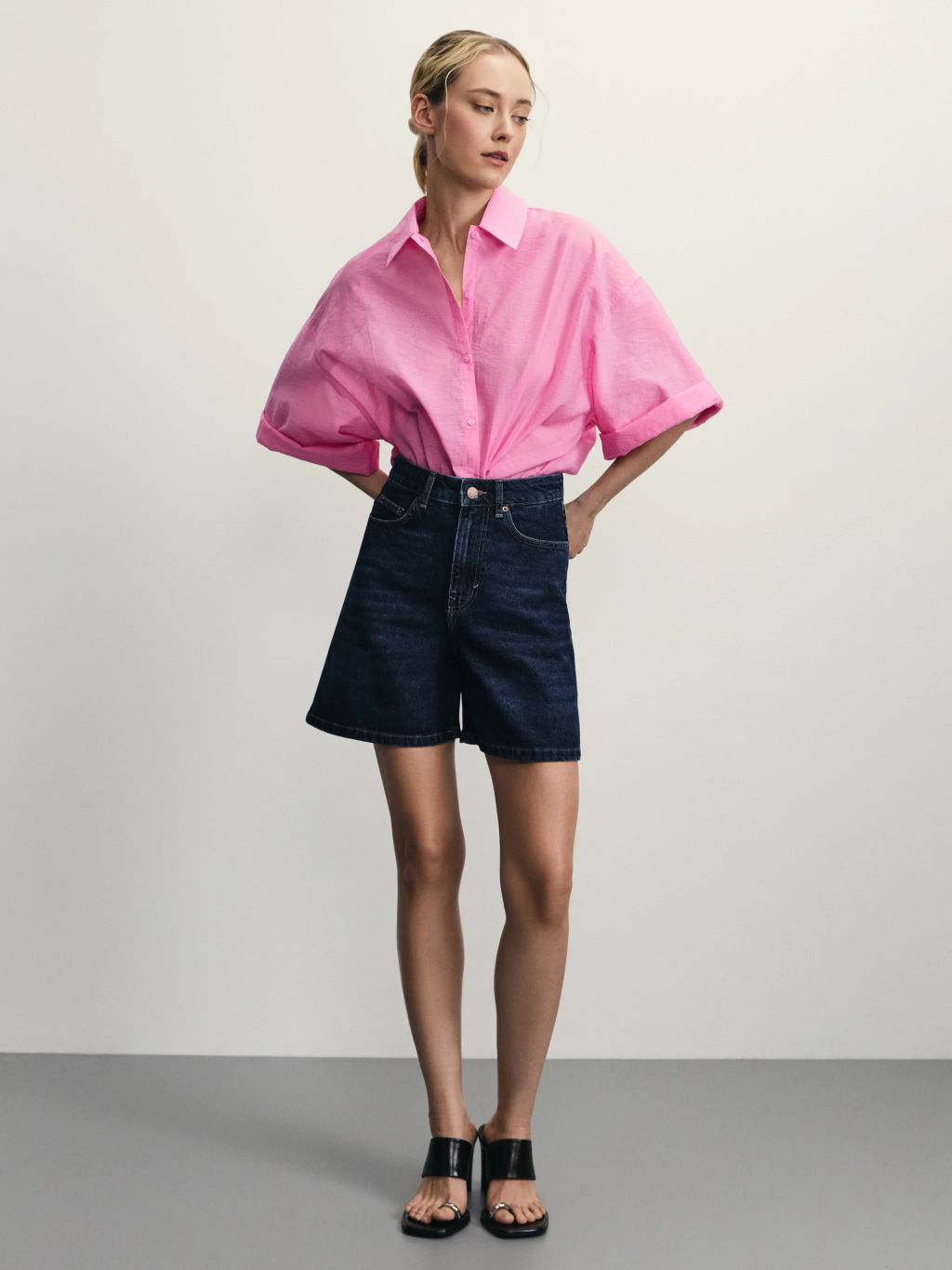 Рубашка укороченная из хлопка / Zarina  фото 2