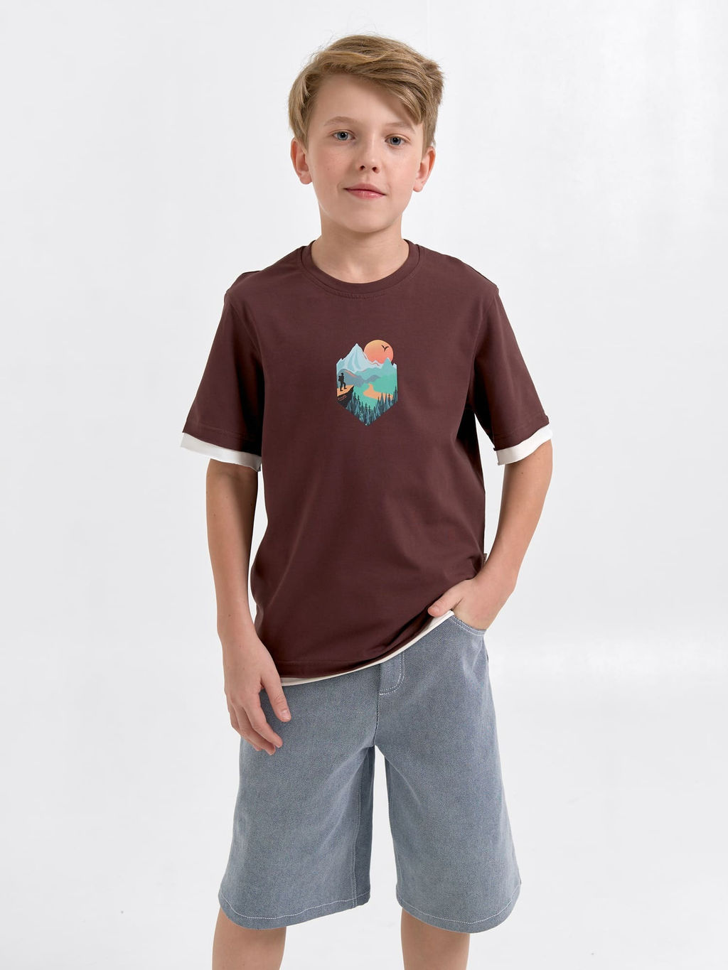 Футболка с контрастной отделкой Шоколад с принтом 7+ - Bungly фото 3