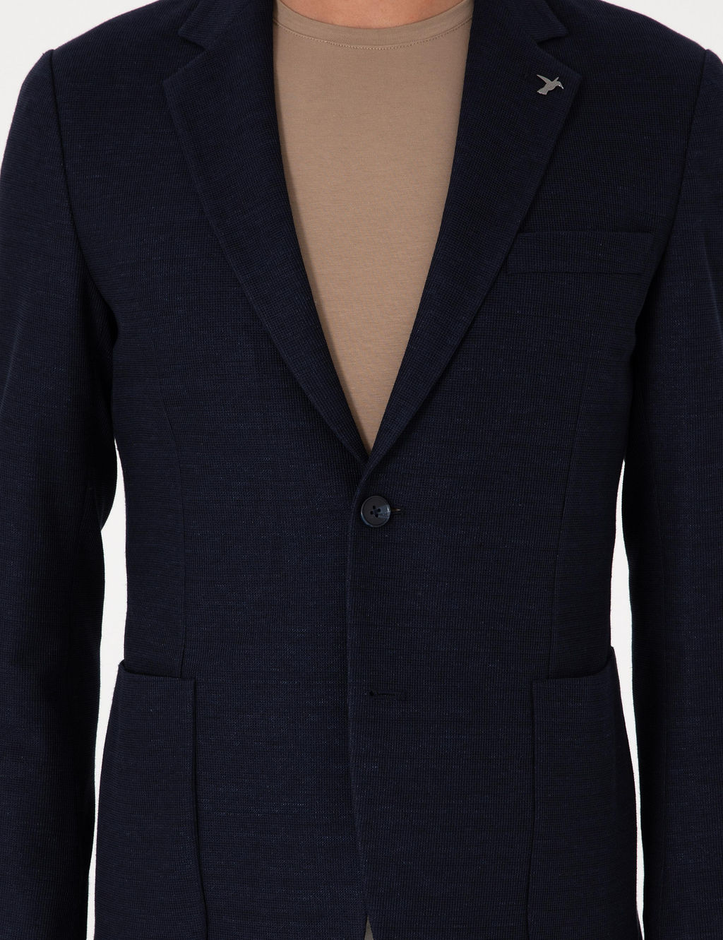 Lacivert Slim Fit Y_n Keten Kar___ml_ Ceket