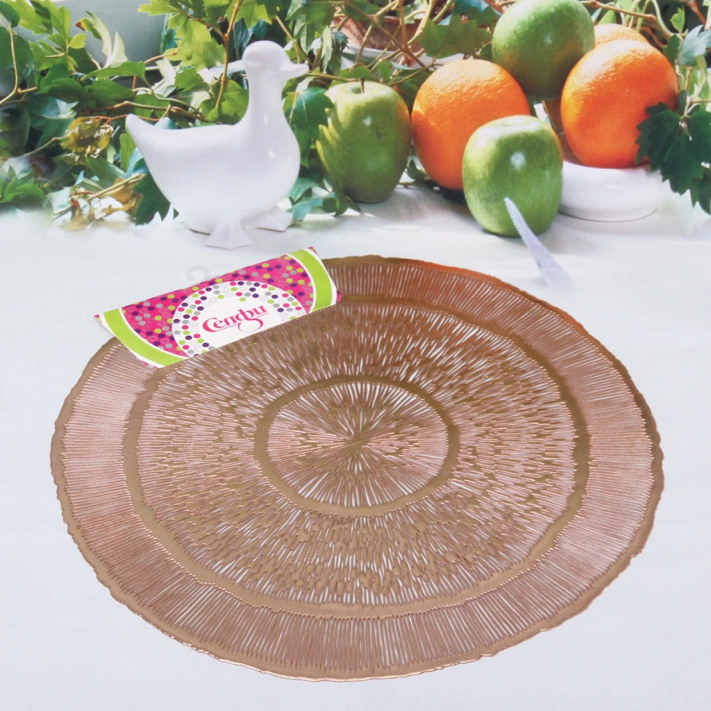 Цена за 2 шт. Салфетка плетеная 38см "Бесконечность" розовое золото