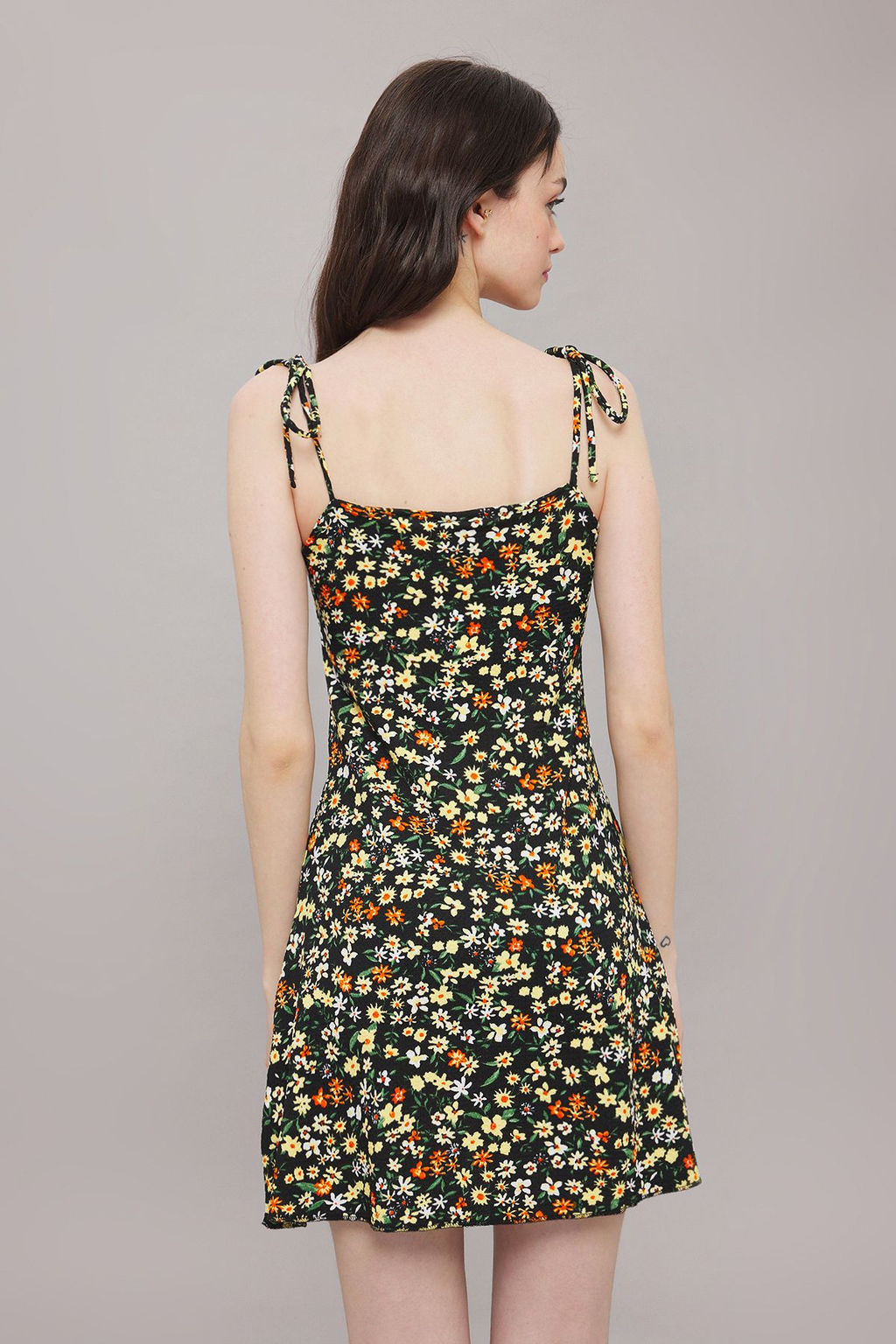 Mavi Cicek Bask?l? Burumcuk Ask?l? Skater/Belden Ac?lan Mini Orme Elbise TWOSS25EL00237 - Trendyolmilla фото 8