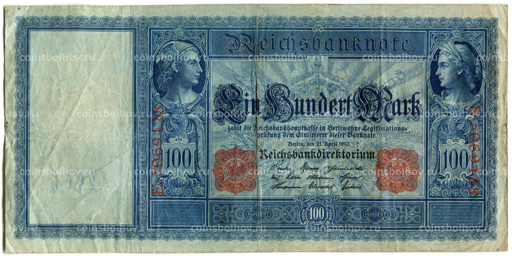 Банкнота 100 марок 1910 года Германия