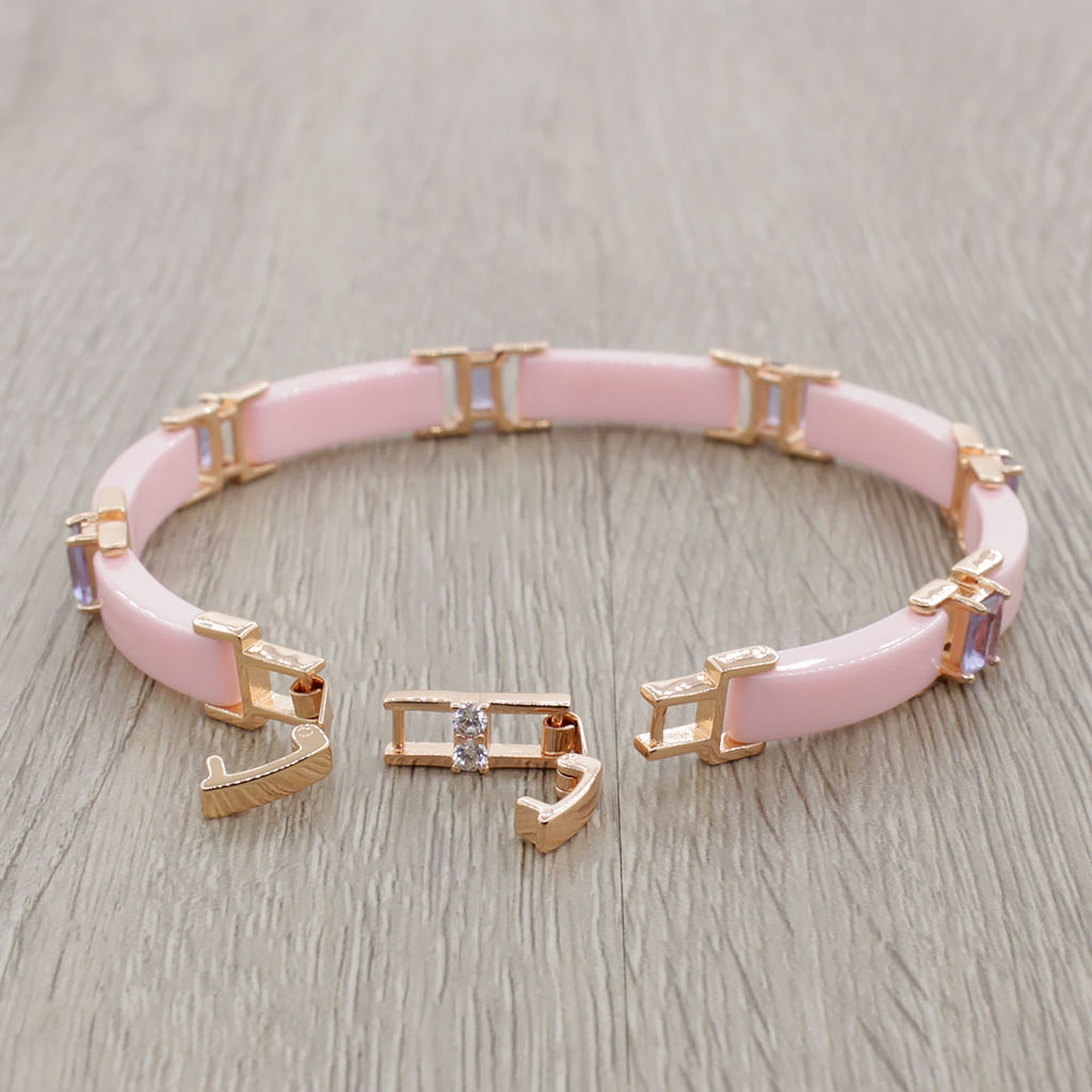 Браслет Лилу из розовой керамики с Александритом покрытие под золото - Agat77 фото 2