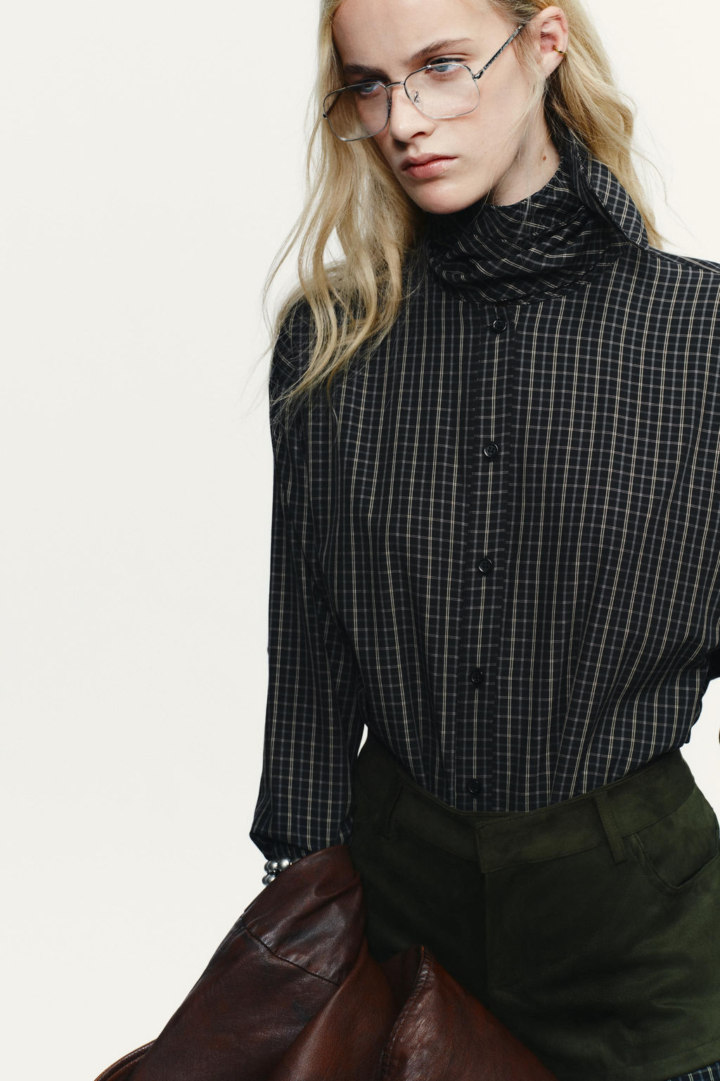 CHECK SHIRT WITH COTTON SCARF - Zara фото 5