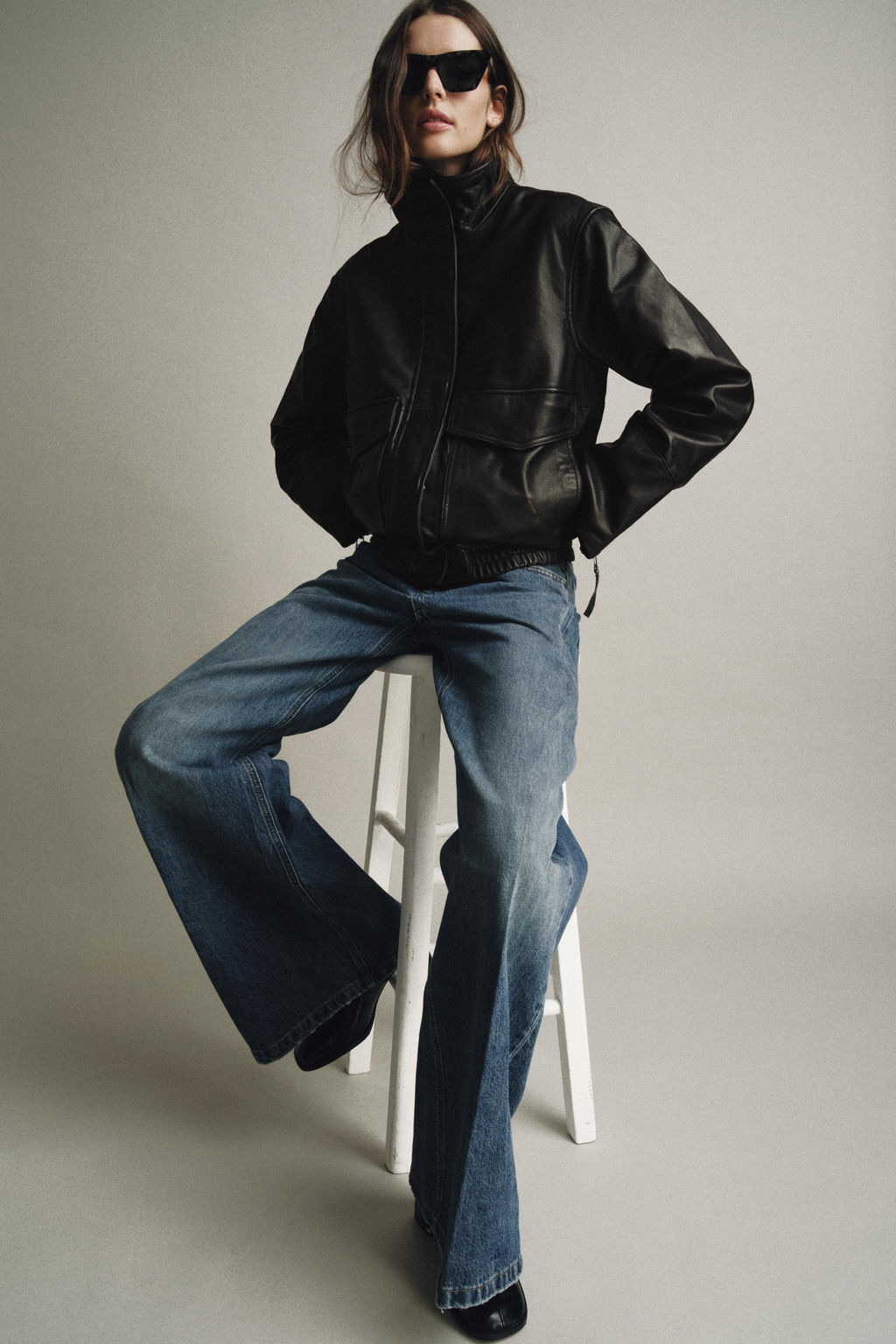 100% LEATHER BOMBER JACKET ZW COLLECTION LIMITED EDITION - Zara фото 13