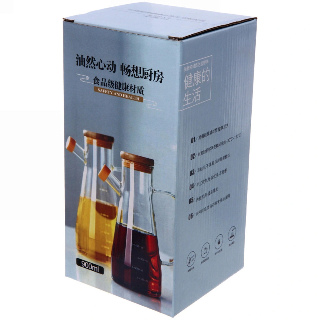 Бутылка стеклянная для специй 900мл "Хай-Тек" с бамбуковой крышкой