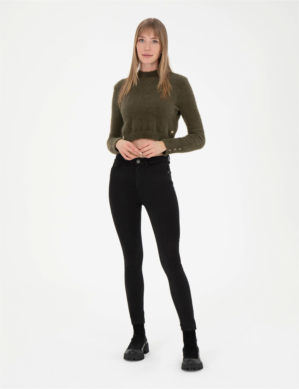 Siyah Skinny Fit Kanvas Pantolon