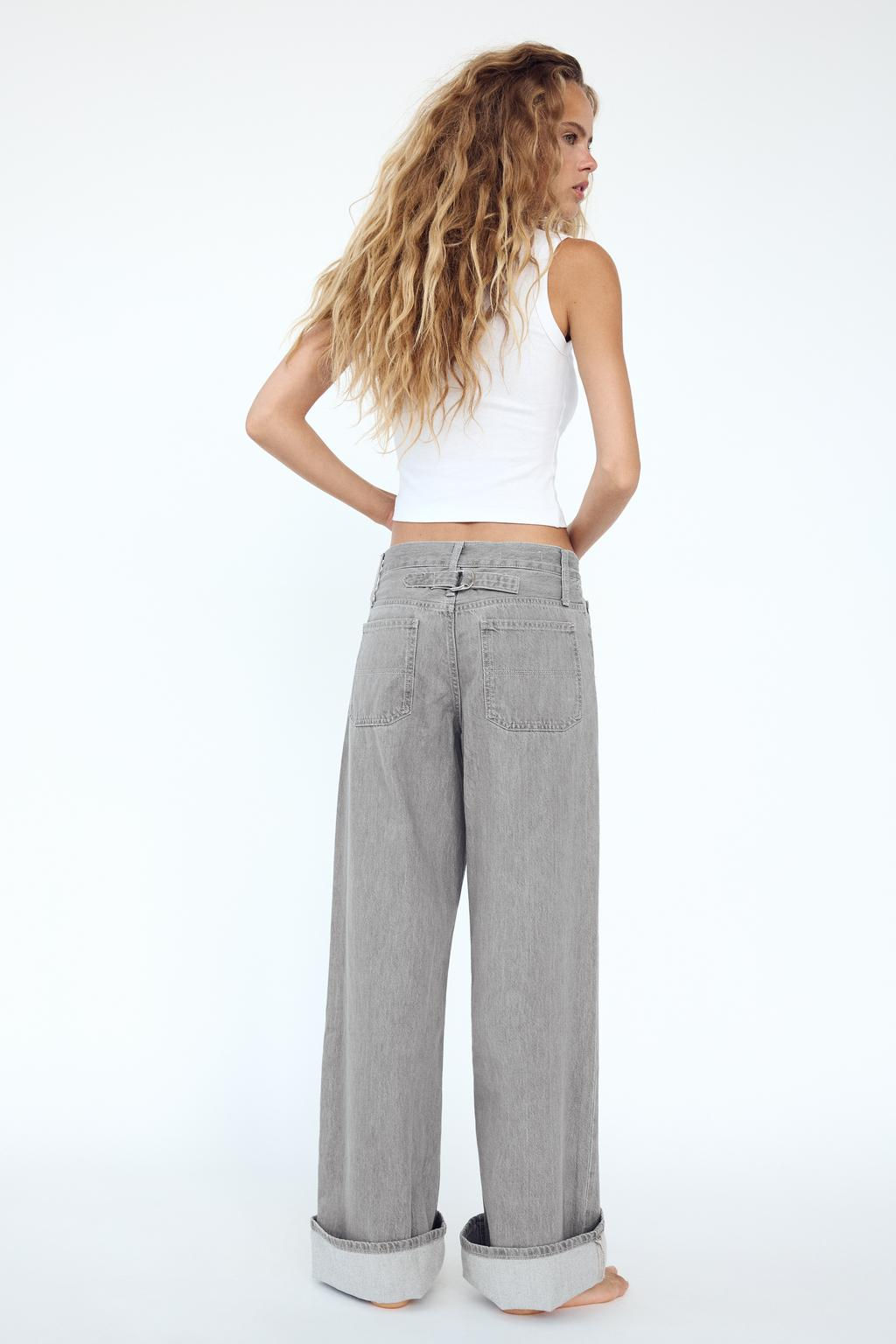 TRF WIDE-LEG HIGH-WAIST JEANS WITH TAB DETAIL - Zara фото 5