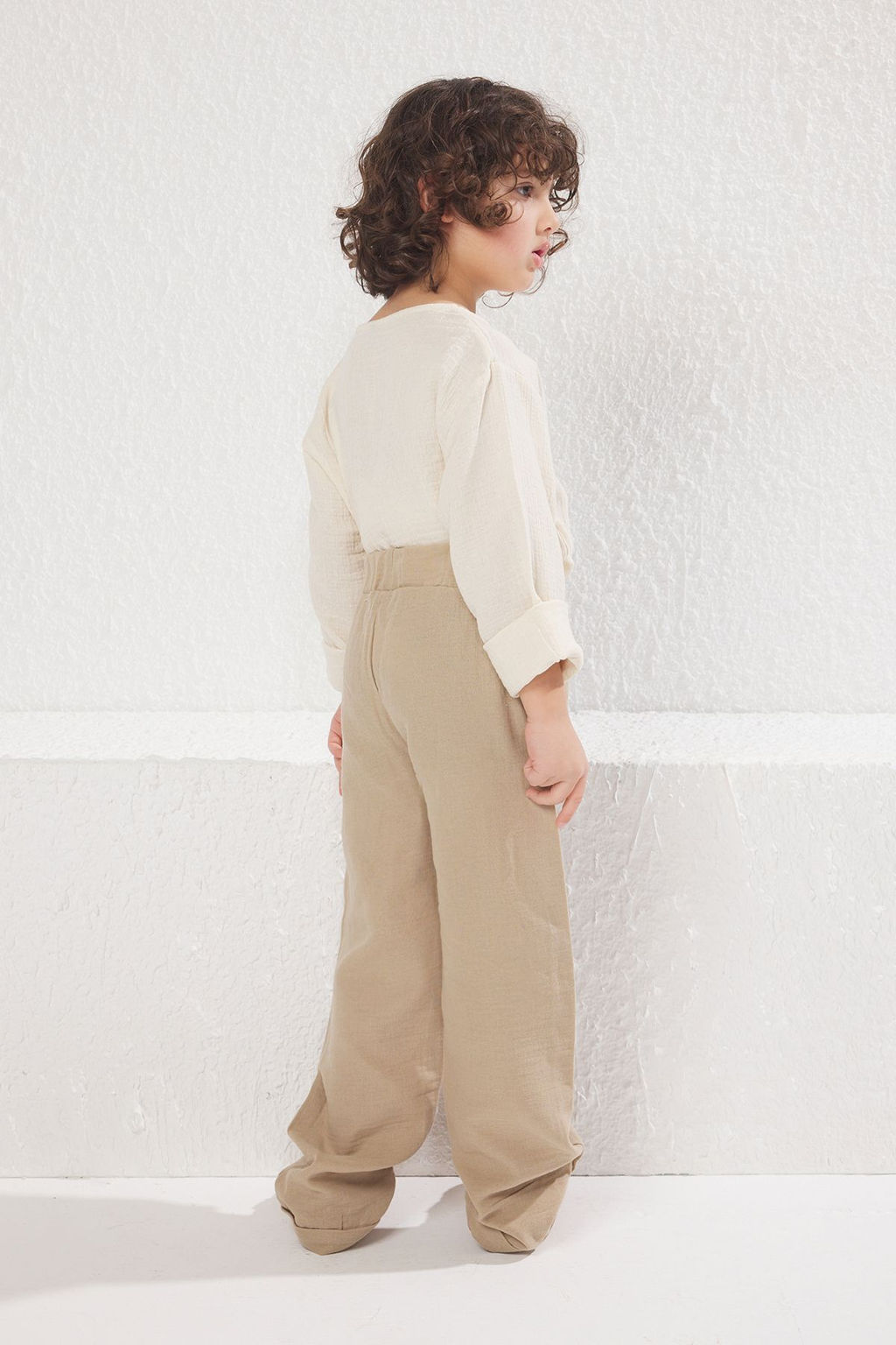 Bej Erkek Cocuk %100 Pamuk Balon Fit Beli Lastikli Dokuma Pantolon TKDSS25PL00006 - Trendyolmilla фото 3