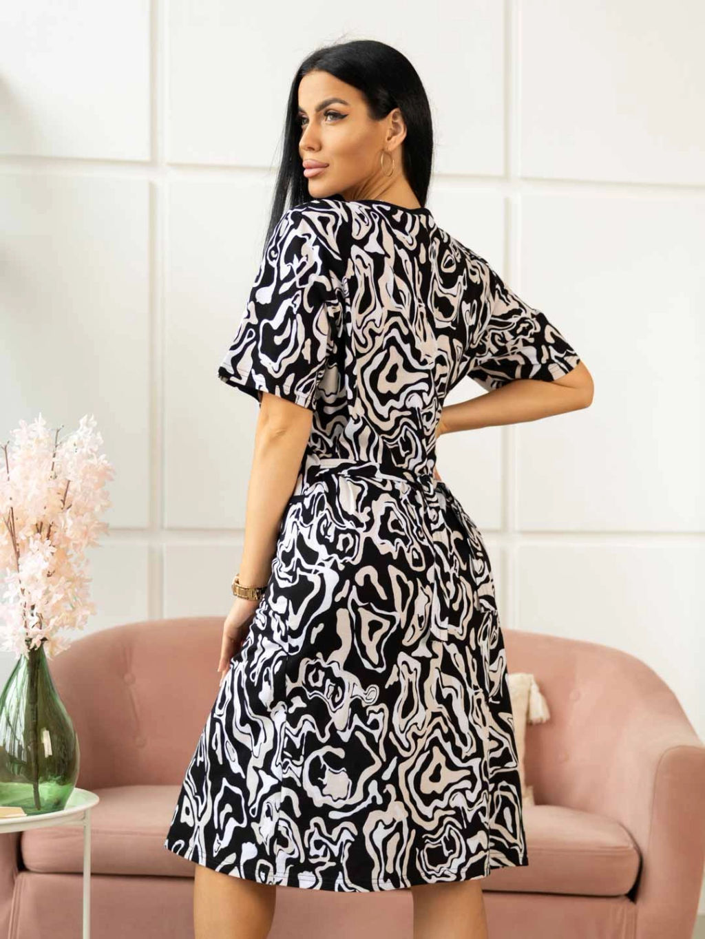 Халат женский, цвет черный бежевый белый - Барболета фото 2