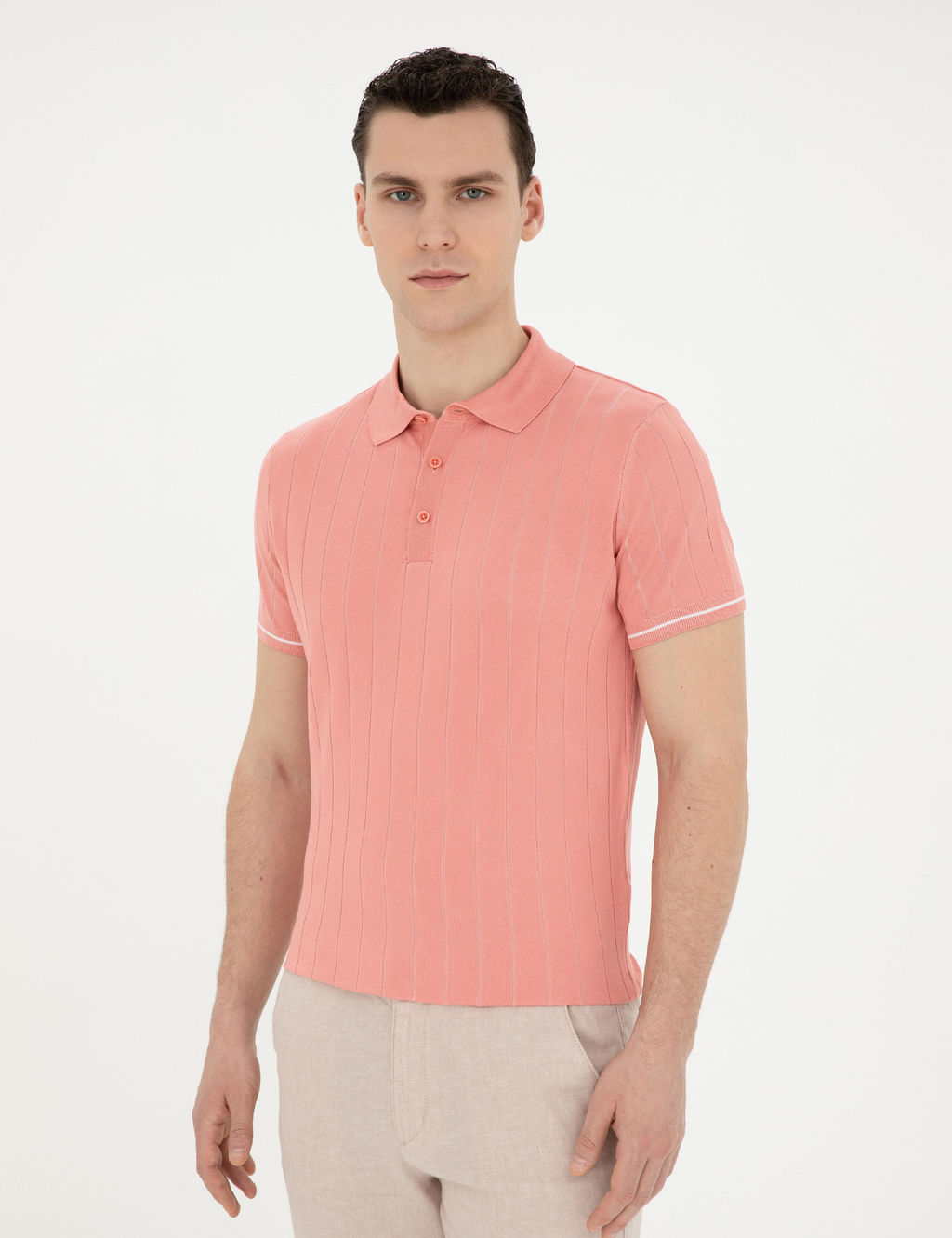 K_rm_z_ Slim Fit D__meli Polo Yaka Triko Ti__rt