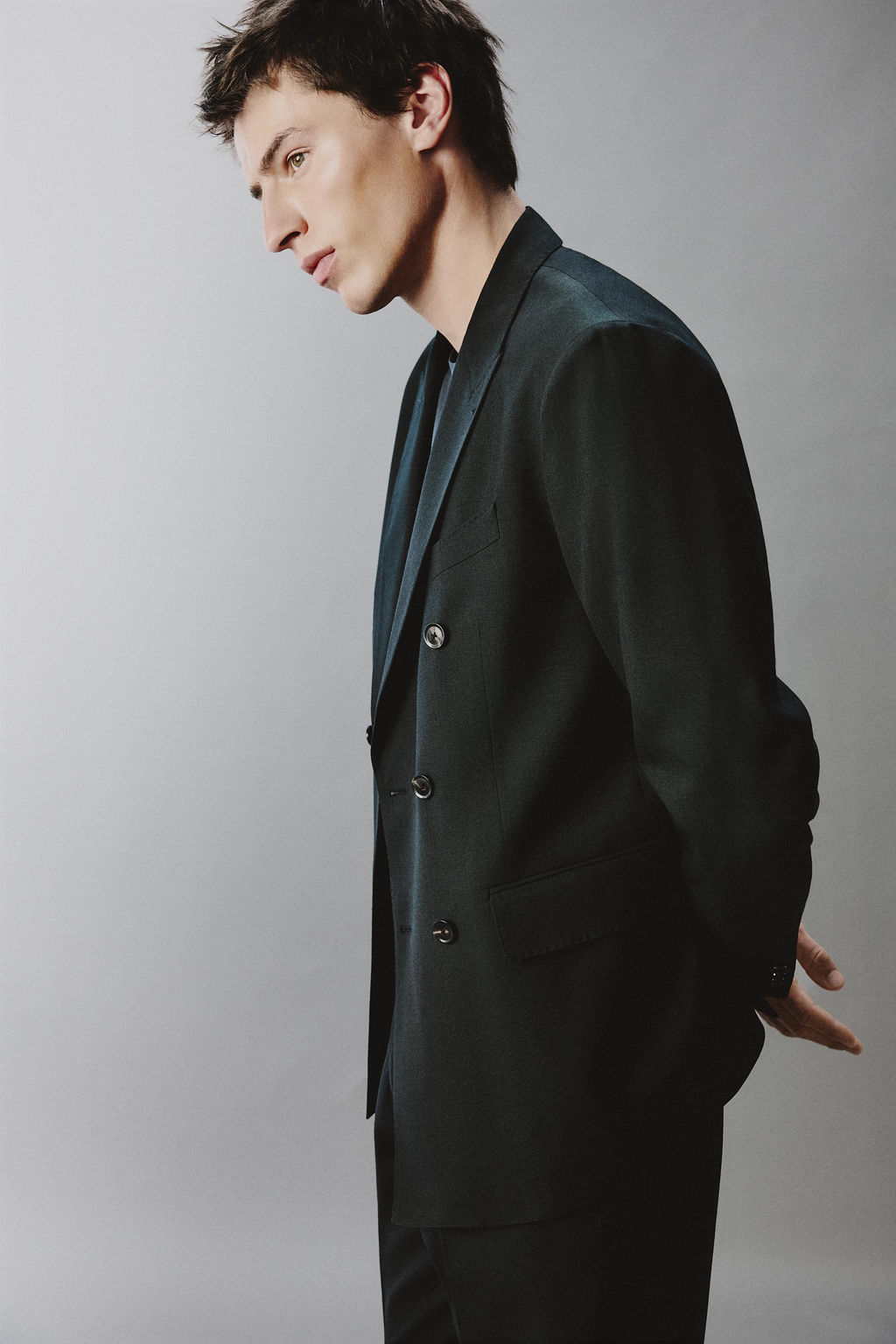 DOUBLE-BREASTED WOOL BLEND SUIT BLAZER - Zara фото 7