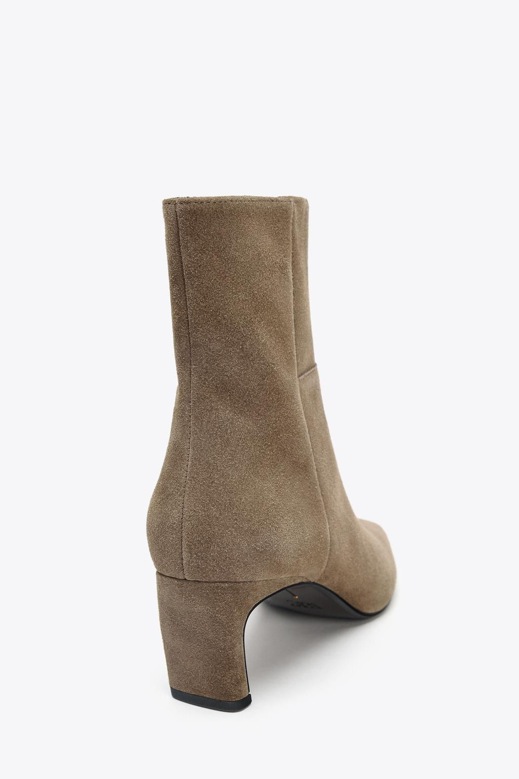 SUEDE KITTEN HEEL ANKLE BOOTS - Zara фото 5