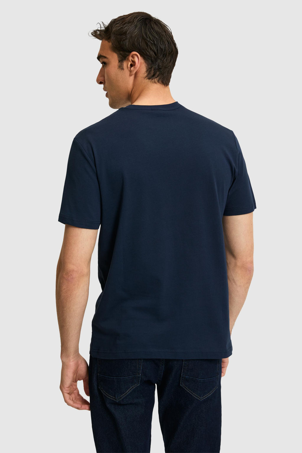 Erkek Regular Fit Bisiklet Yaka Lacivert Basic Ti__rt