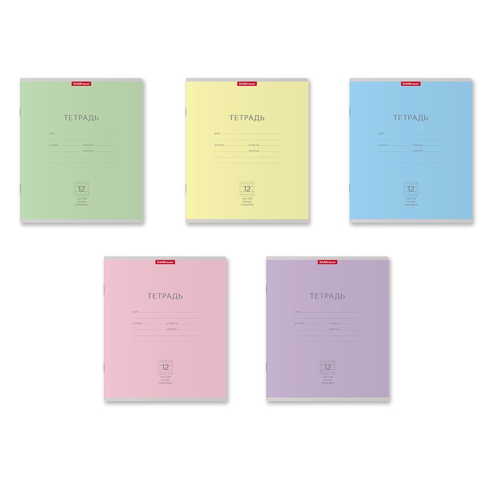 Цена за 280 шт. Тетрадь школьная ученическая ErichKrause Классика ассорти, 12 листов, частая косая линейка (в плёнке по 10 шт.)  фото 51