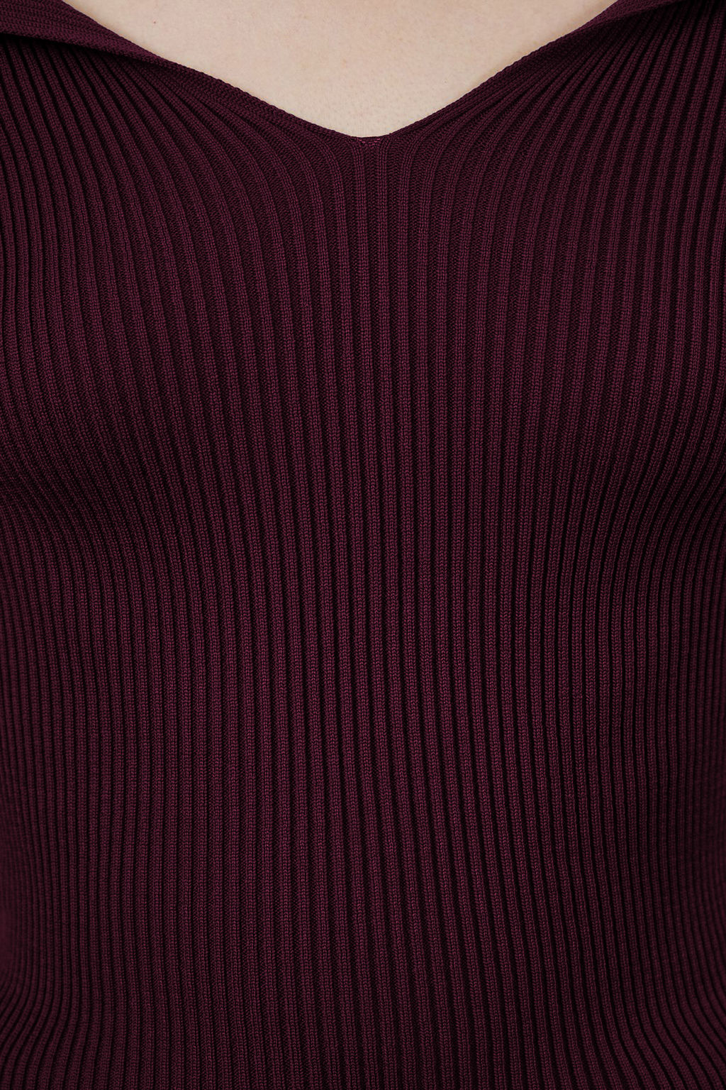 Bordo Carmen Yaka Triko Kazak TWOAW22KZ0993