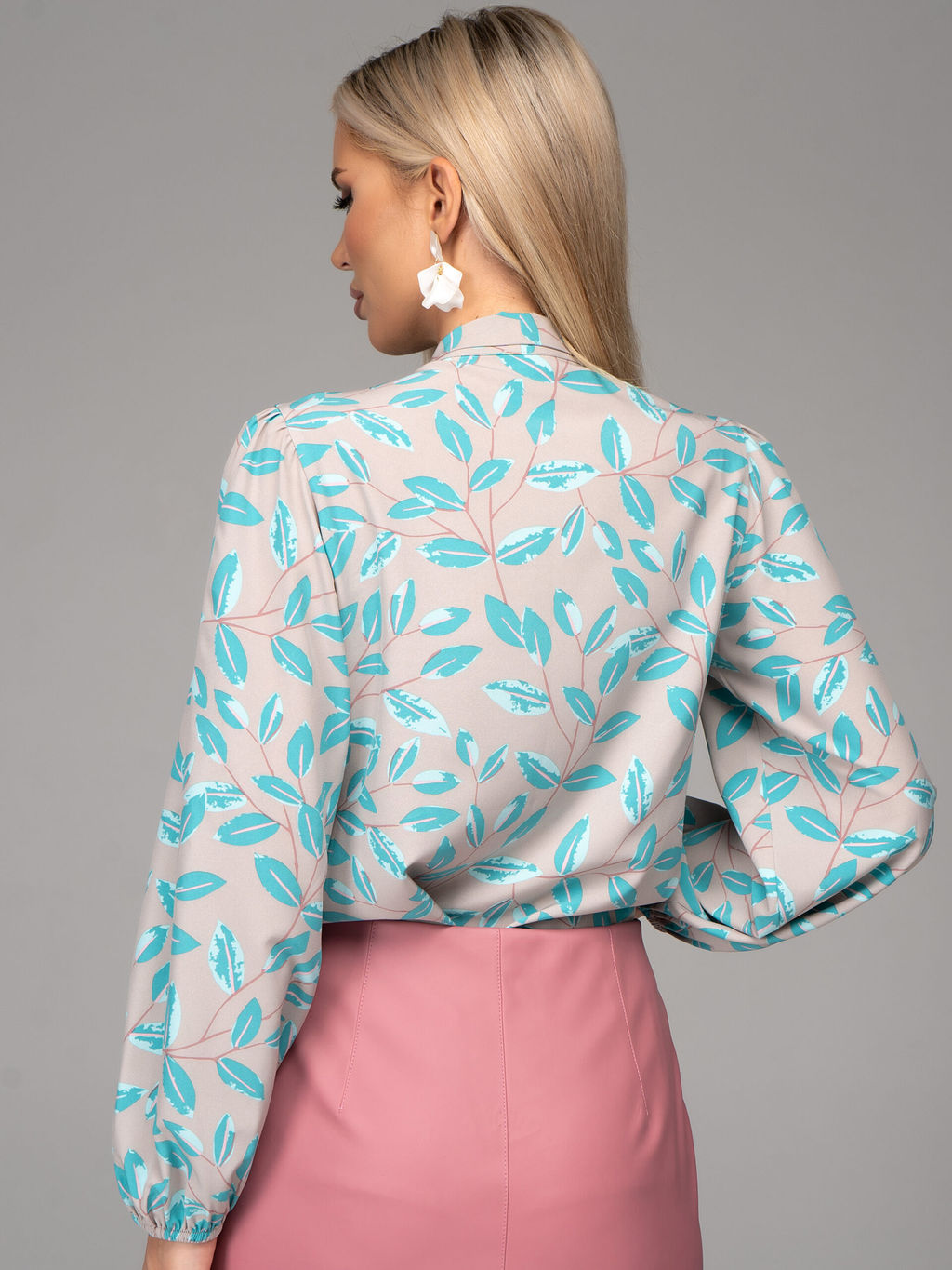 Блузка Бант (листья/бирюза)