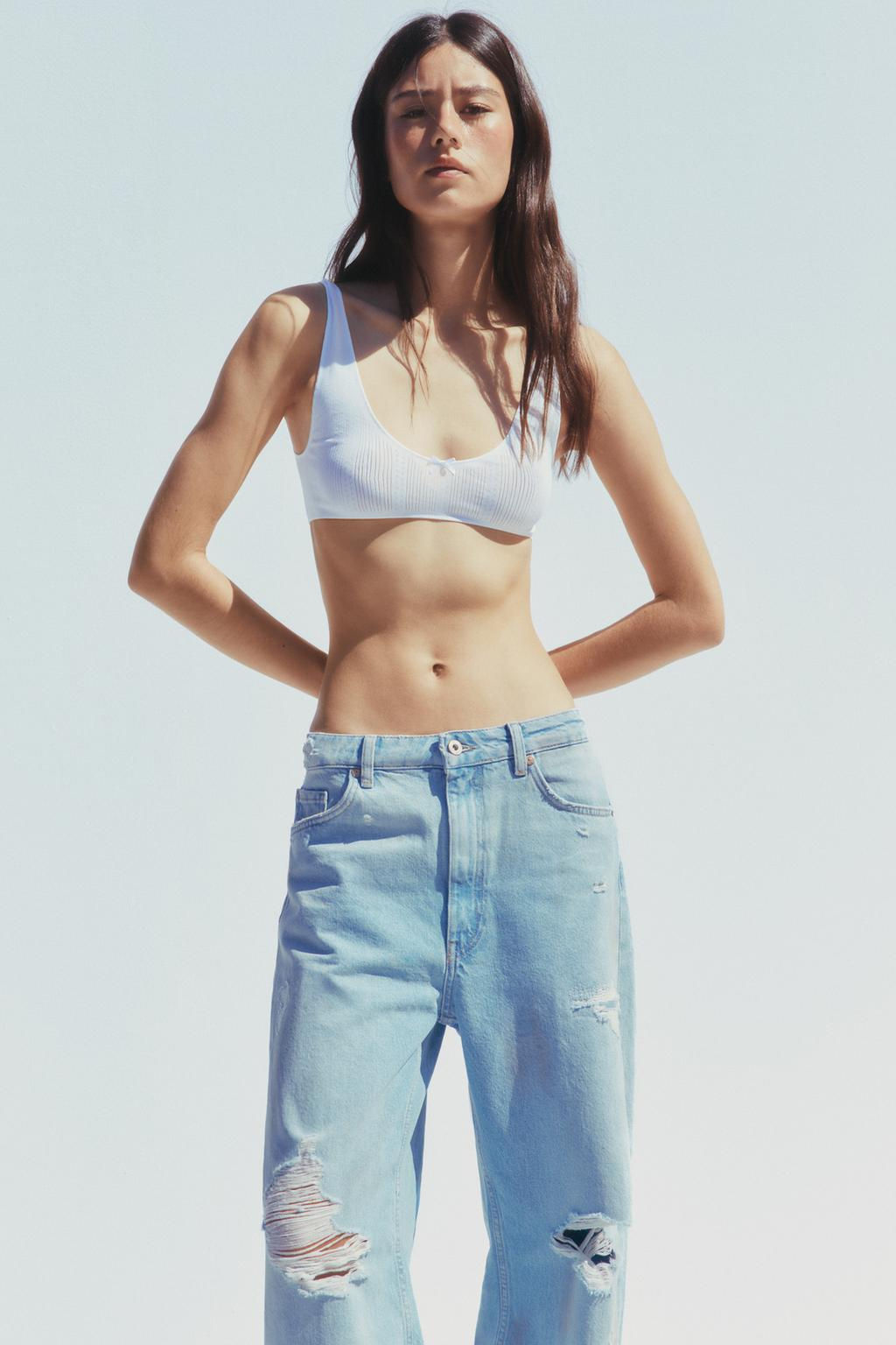 TRF RIPPED BAGGY MID-WAIST JEANS - Zara фото 3