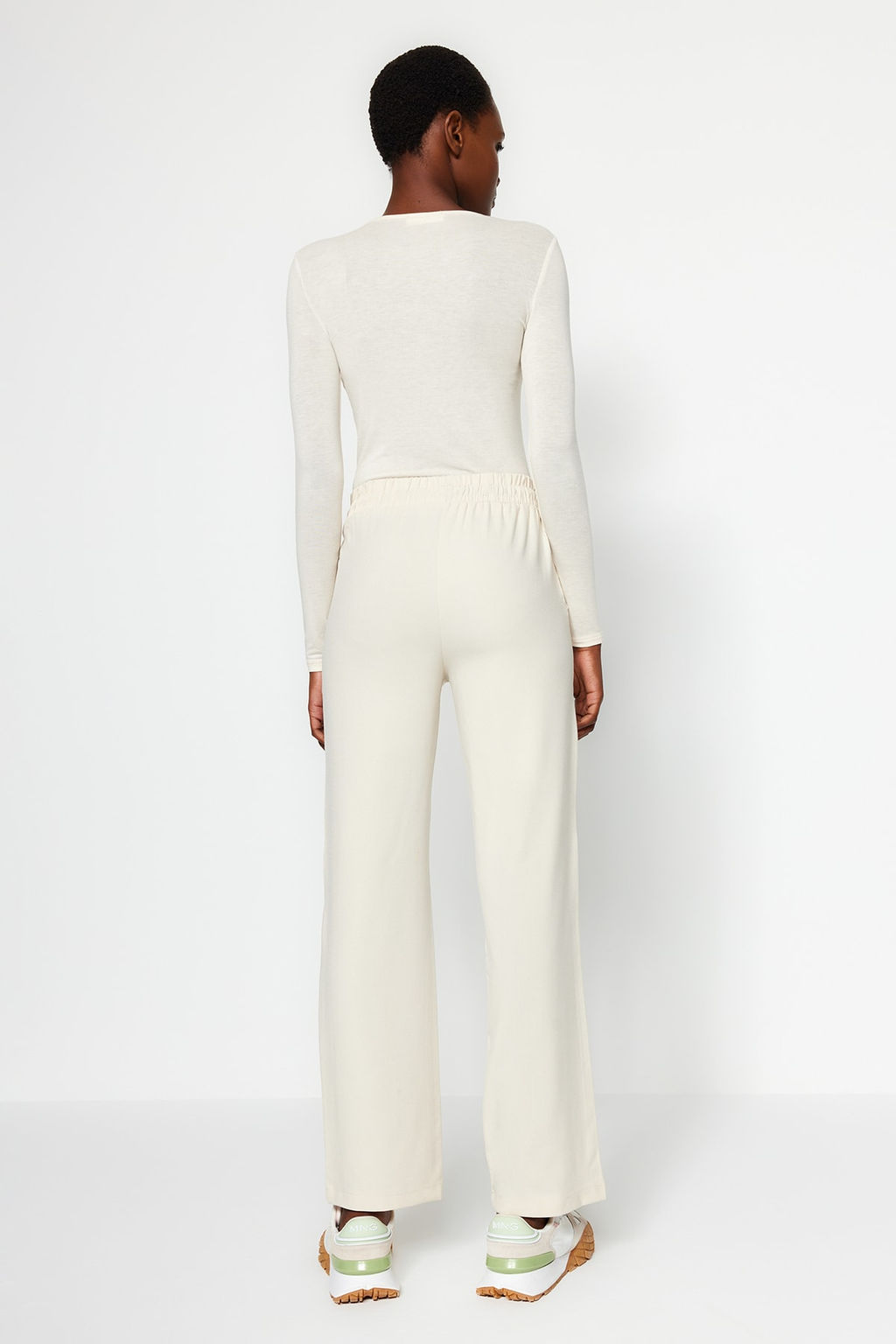 Tas Straight/Duz Kesim Beli Lastikli Dokuma Pantolon TWOAW24PL00305 - Trendyolmilla фото 6