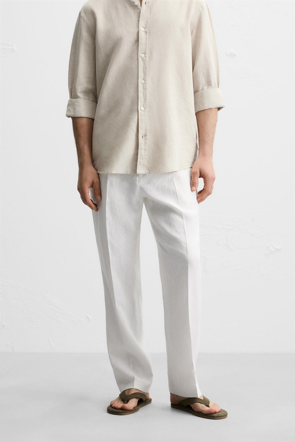 100% LINEN PLEATED TROUSERS - Zara фото 2