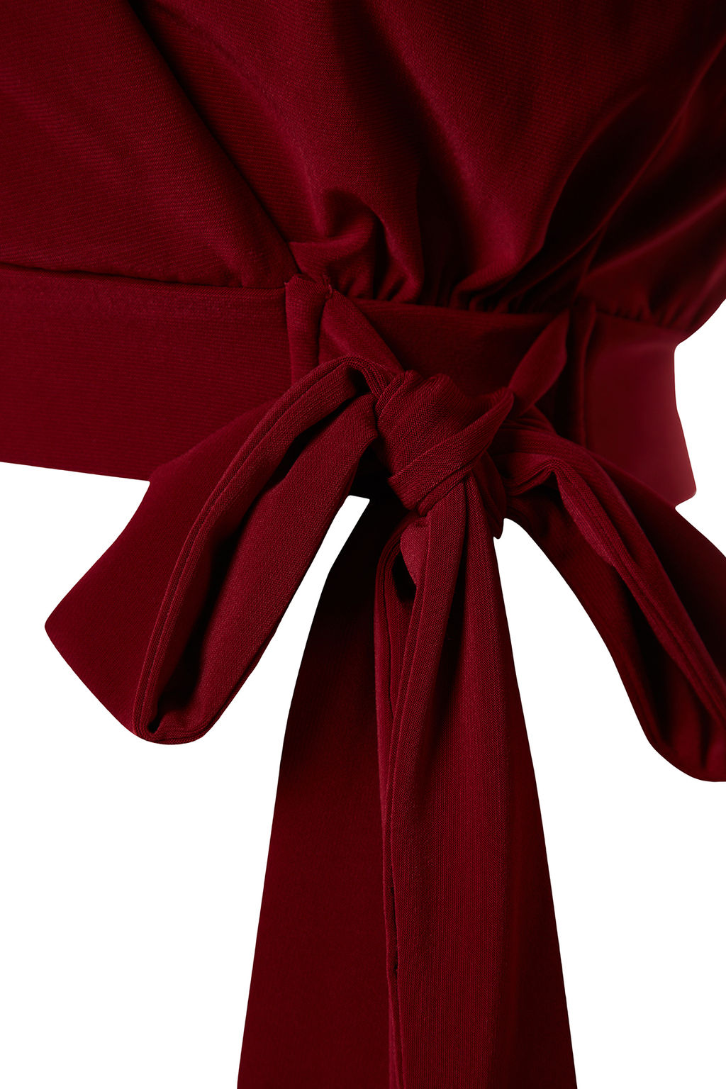 Bordo Kruvaze Kapamal? Crop Esnek Orme Bluz TWOAW24BZ00071