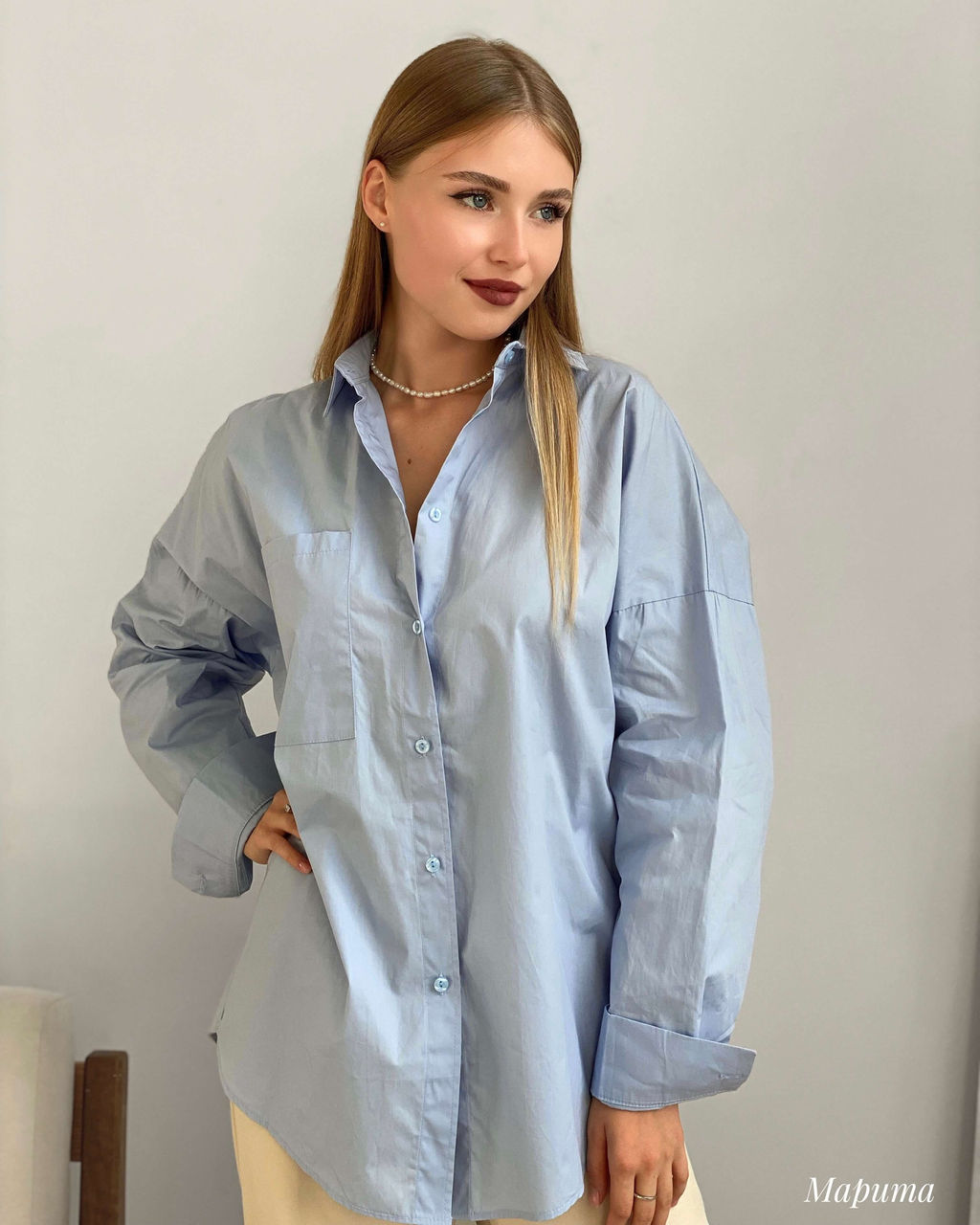 Рубашка Марита (голубой) - Nadi bordo фото 4