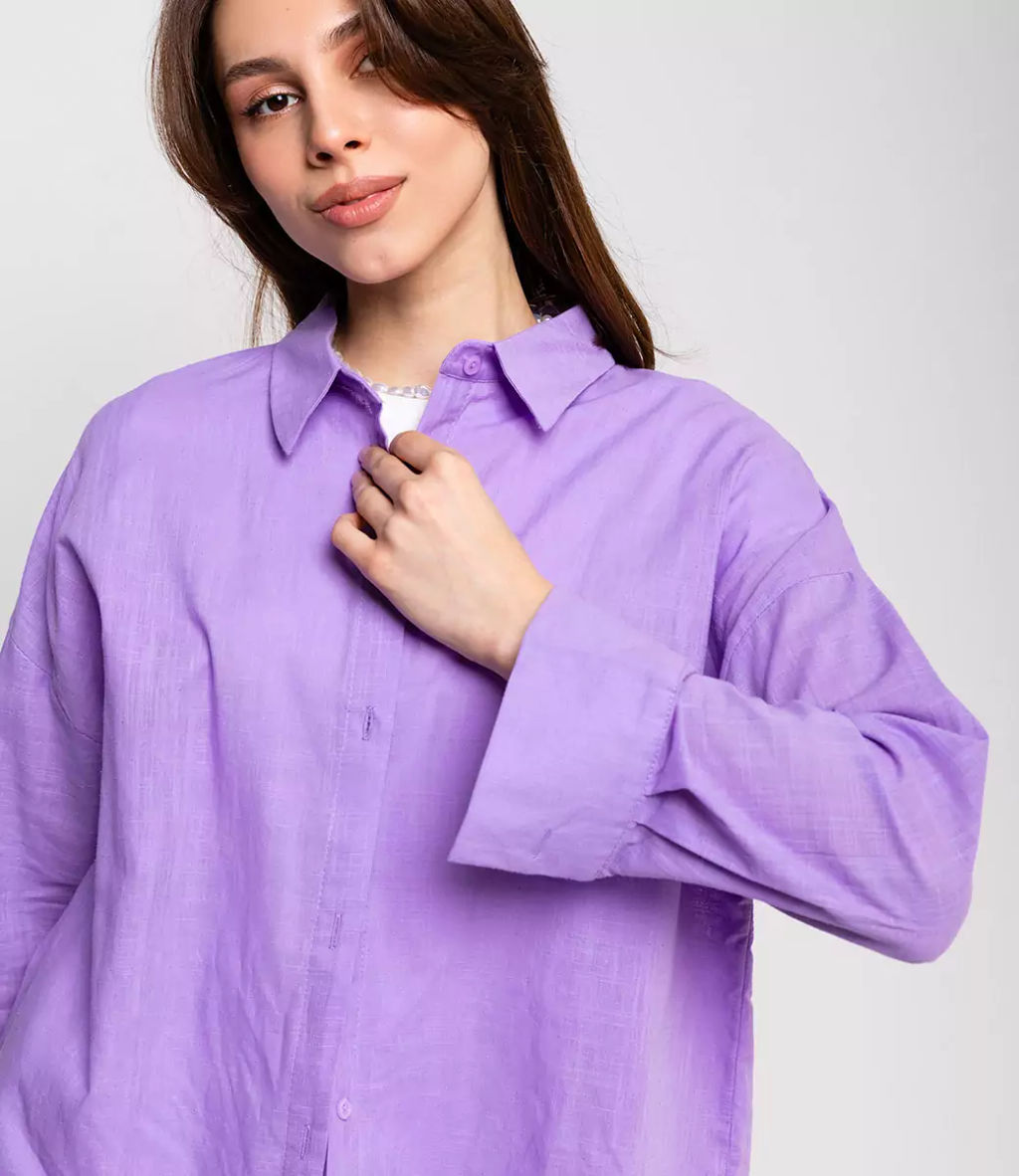 Рубашка #ОБШ1458, сиреневый - Dommod фото 6