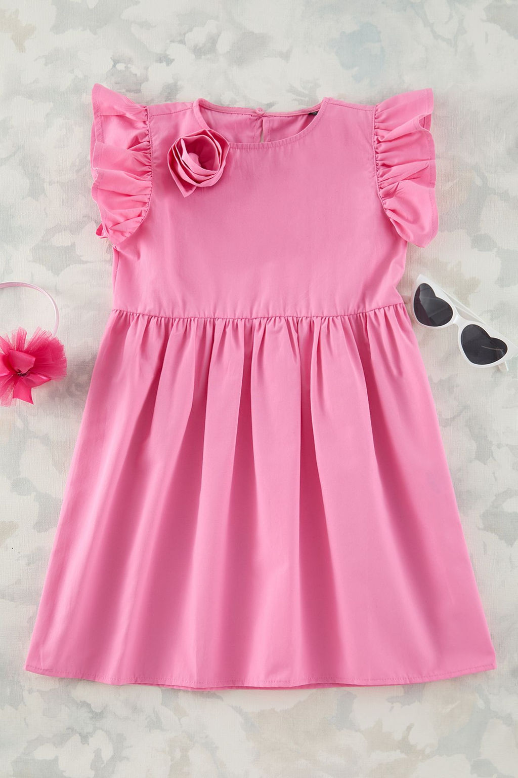 Pembe K?z Cocuk Mini Me Cicekli Bayraml?k Dokuma Elbise TKDSS25EL00044 - Trendyolmilla фото 6