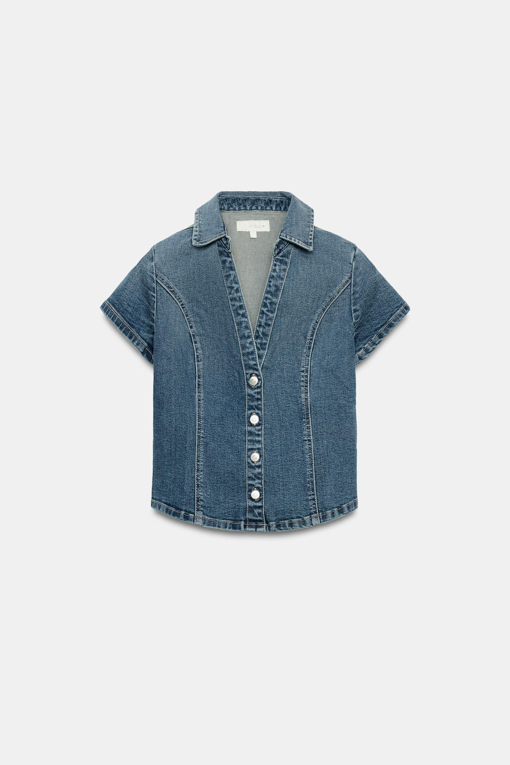 CAMISA ENTALLADA DENIM TRF / Azul