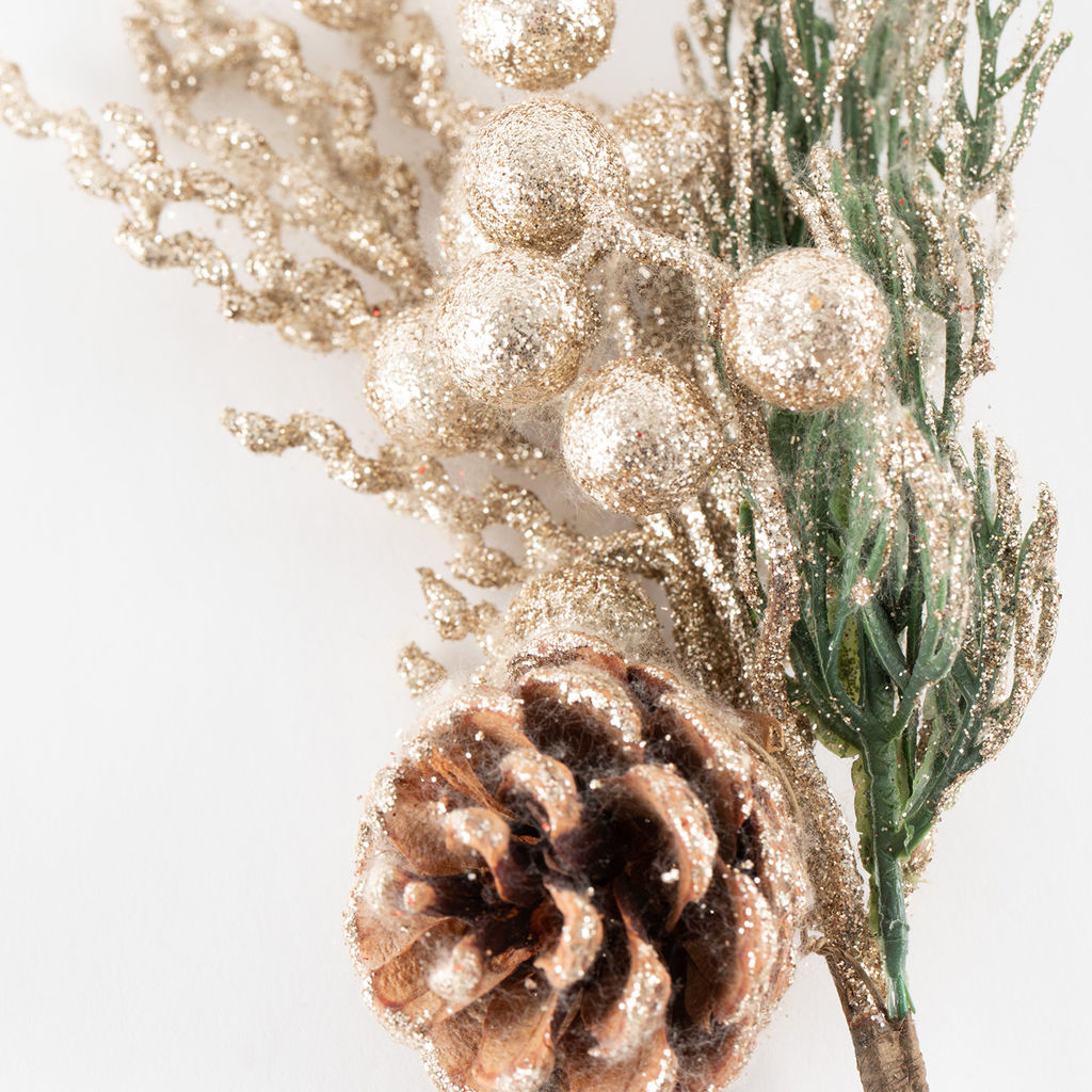 Blumentag VDD-48 Веточка декоративная с шишкой и ягодами 6 х 1 шт. 30 см 01  фото 3