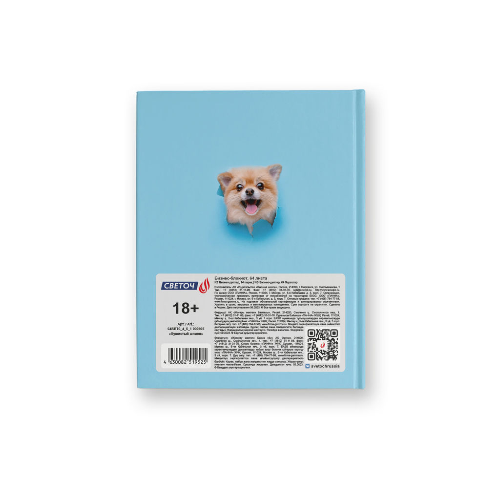 Светоч Бизнес-блокнот, глянцевая ламинация, 64ББТ6_4_5_1 A6 64 л. 24 шт. клетка Пушистый шпион 000905