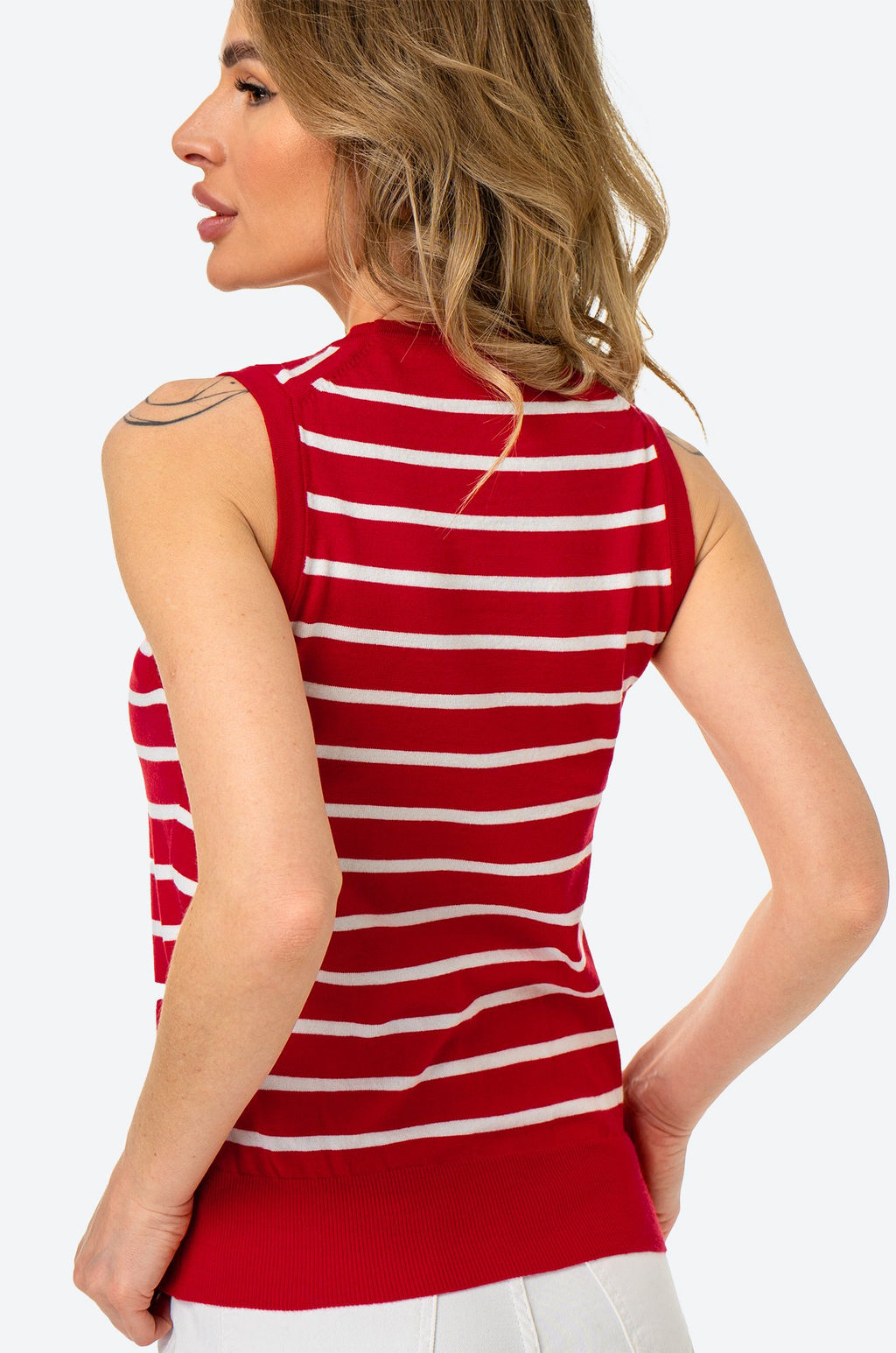 Женский вязаный топ в полоску Happy Fox  фото 33