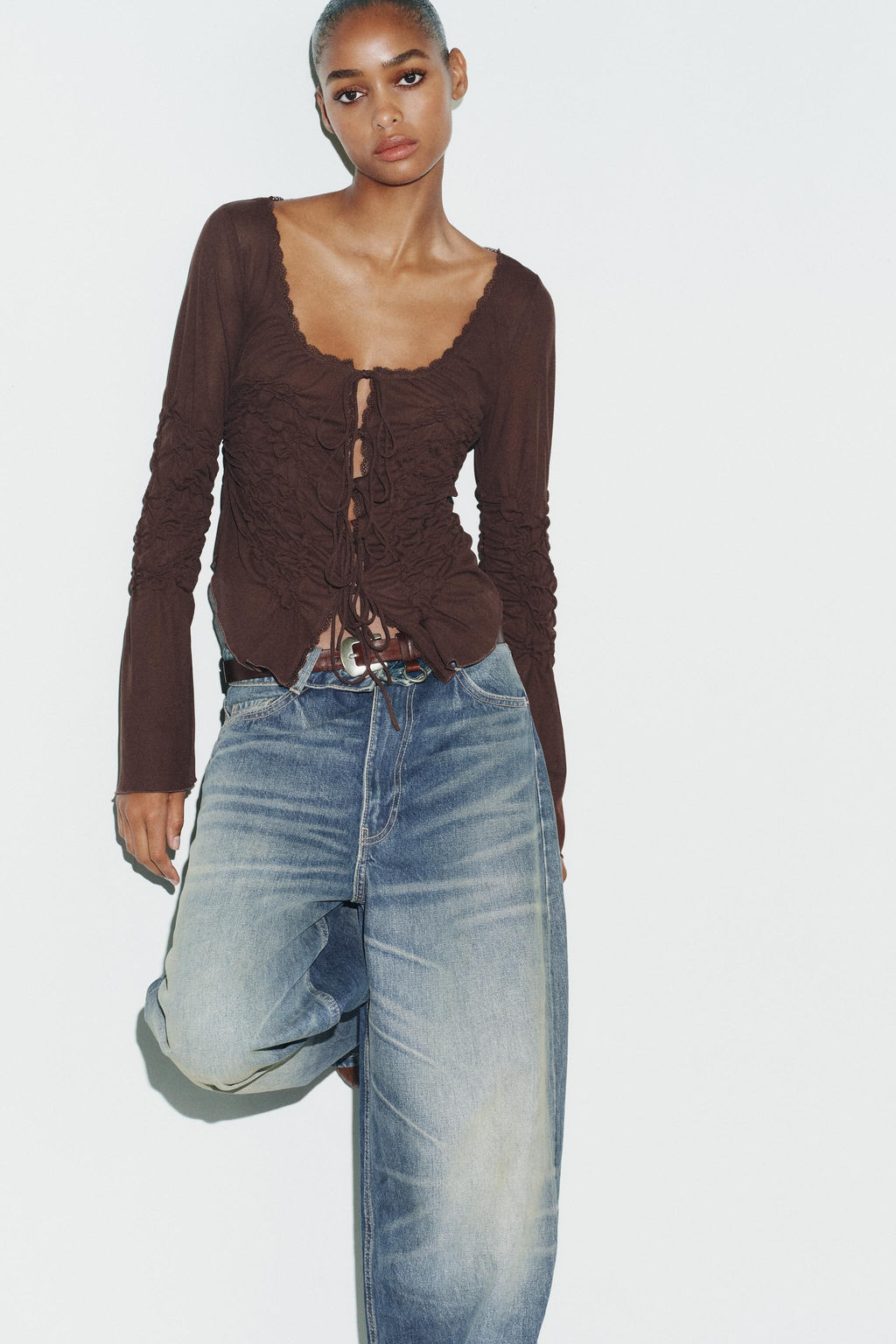 GATHERED TIE TOP - Zara фото 3