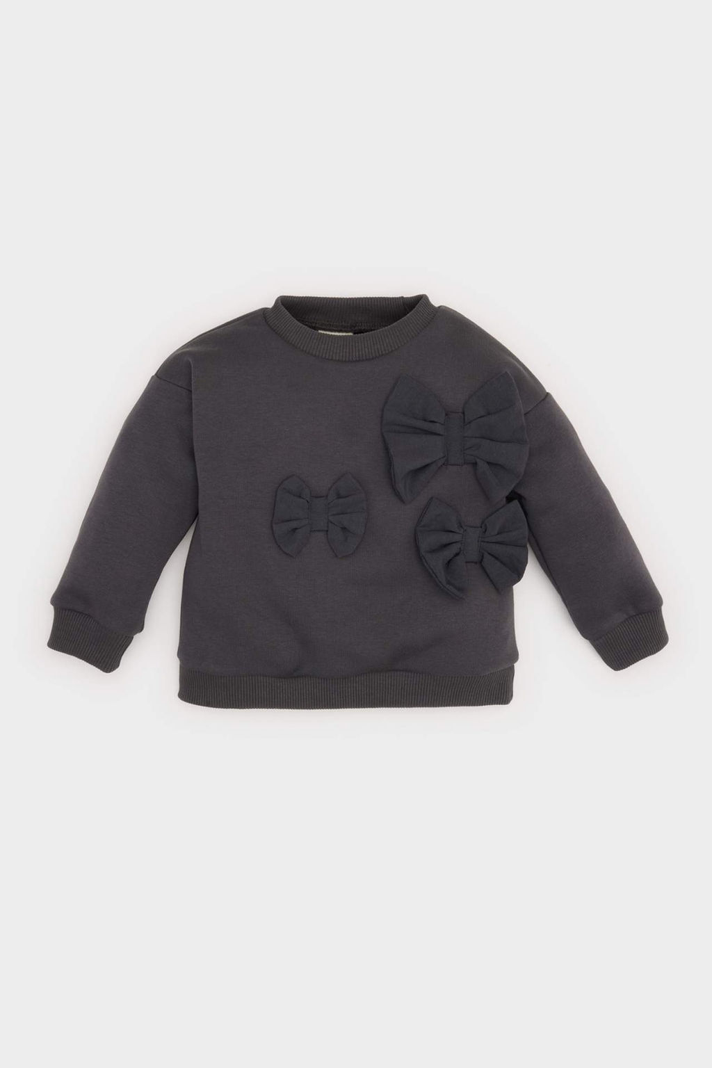 K?z Bebek Bisiklet Yaka Fiyonklu Sweatshirt - Defacto фото 2