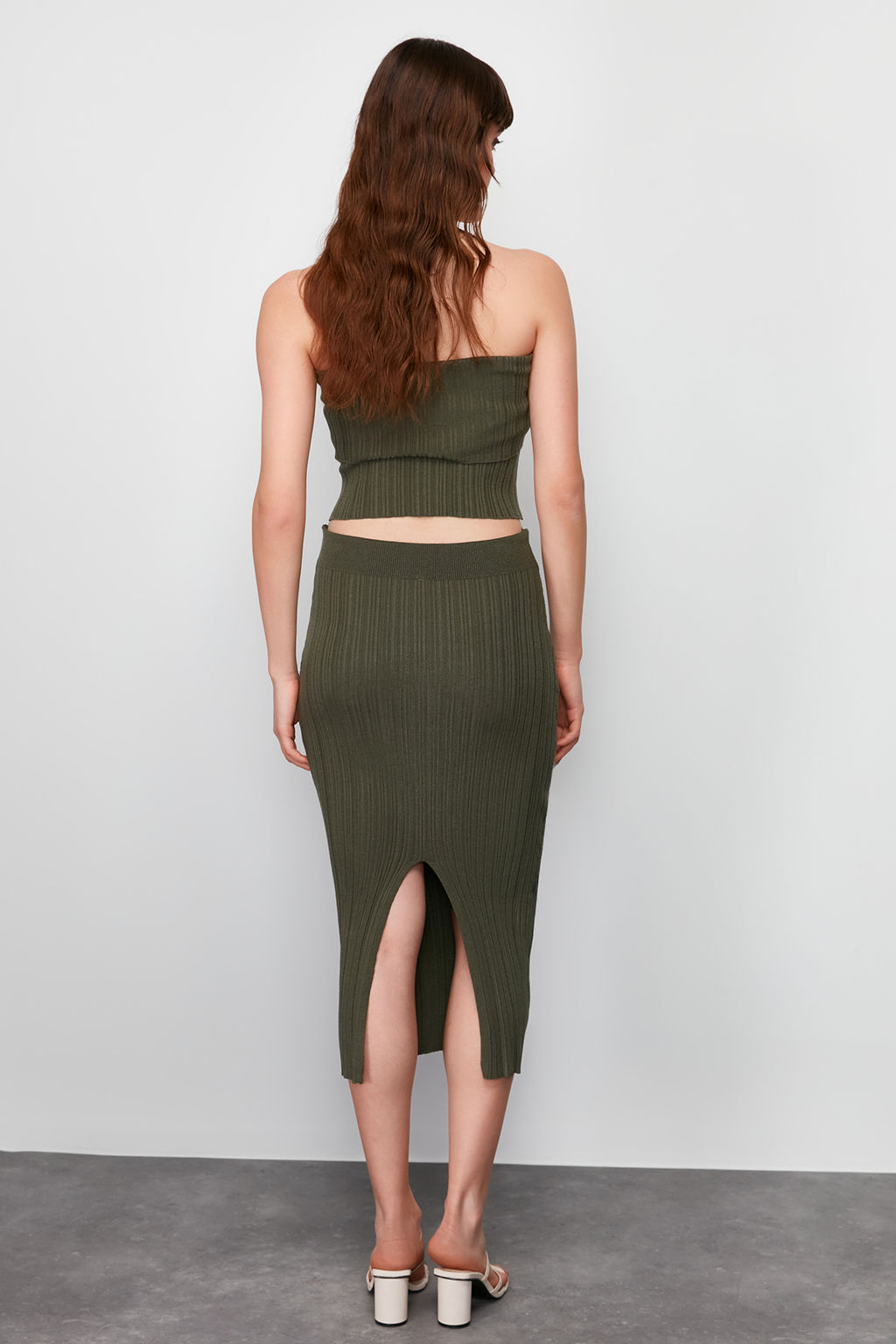TRENDYOLMILLA Haki Midi Triko Premium Iplik/ Ozel Iplik Etek TWOSS24ET00042  фото 6
