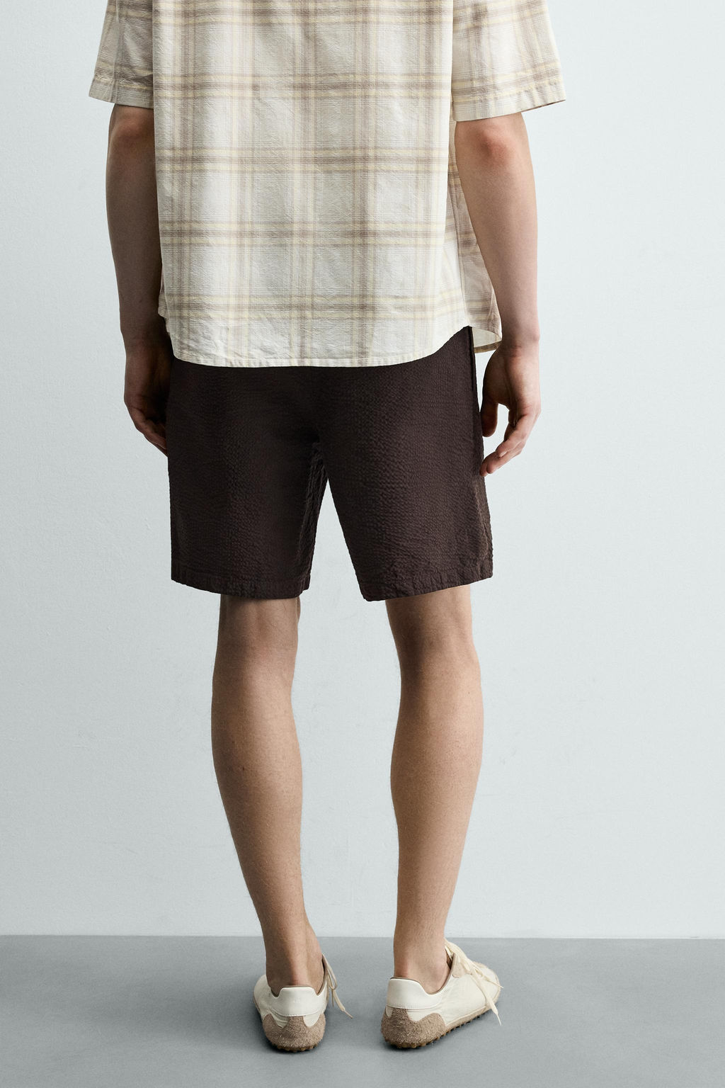 BERMUDA REGULAR FIT SEERSUCKER / Marr?n oscuro - Zara фото 3