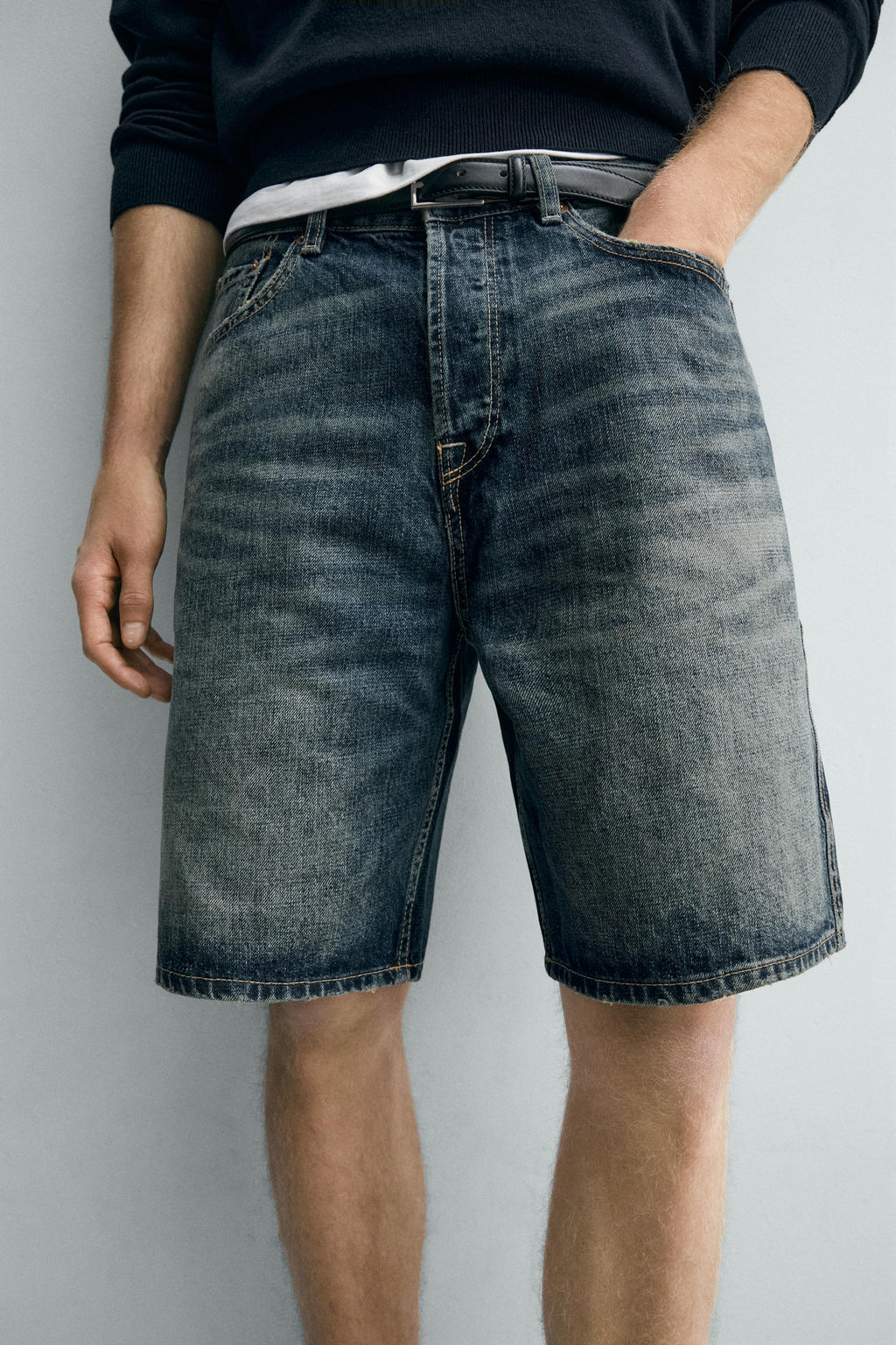BERMUDA DENIM STRAIGHT FIT / Azul / Verde - Zara фото 7