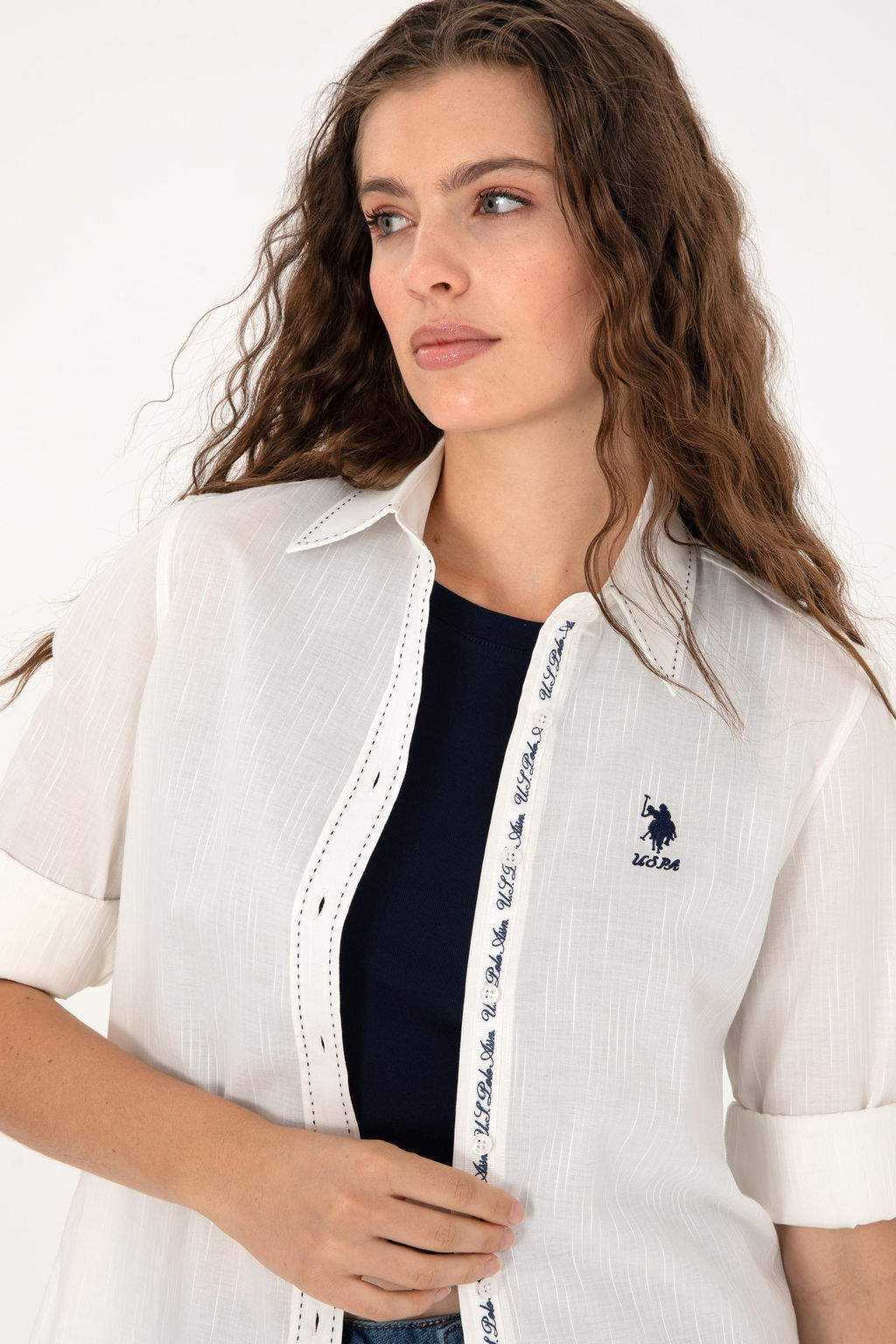 Kad_n Beyaz Uzun Kollu G_mlek Sepette S_rpriz _ndirim - U.s. polo assn фото 2