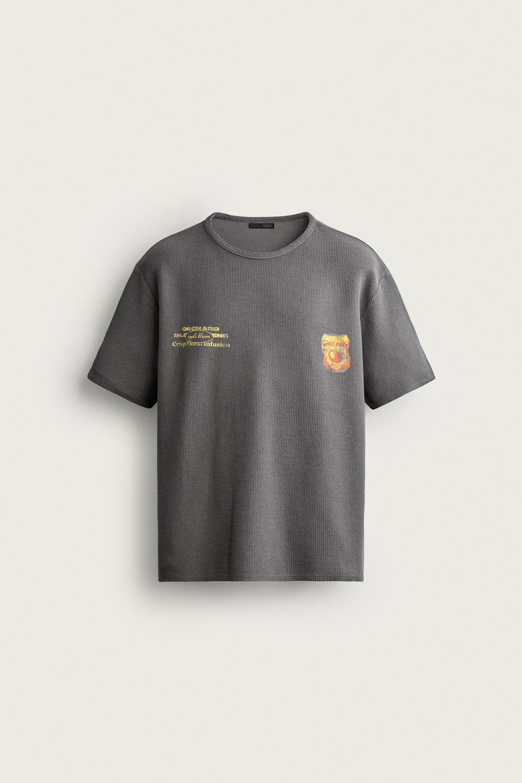 CAMISETA PUNTO ESTAMPADO LAVADO / Gris antracita - Zara фото 6