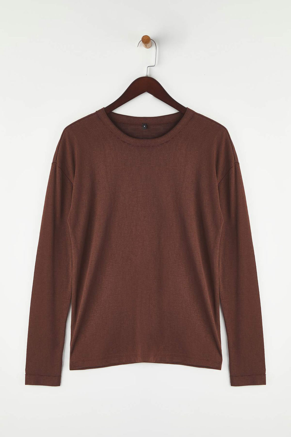 Wardrobe Essentials Kahverengi Bisiklet Yaka Relaxed/Rahat Kal?p Orme T-shirt | TWOAW26TS00010 - Trendyolmilla фото 5