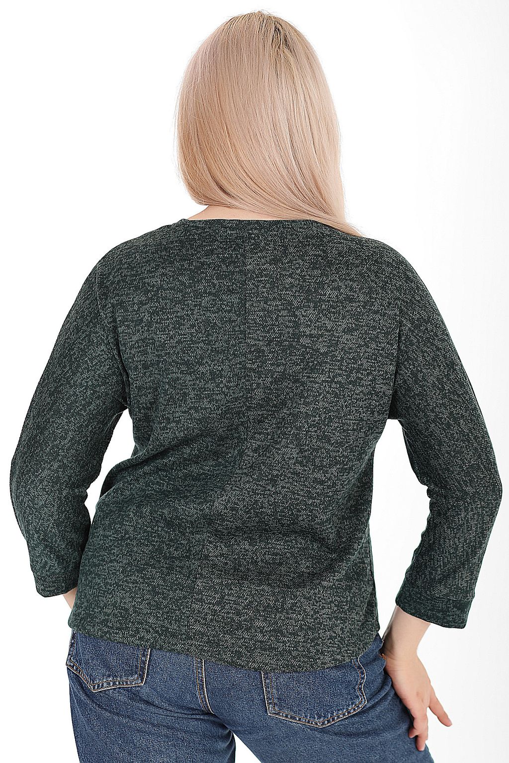 Блузка трикотажная с завязками на талии темно-зеленая - Almond фото 3