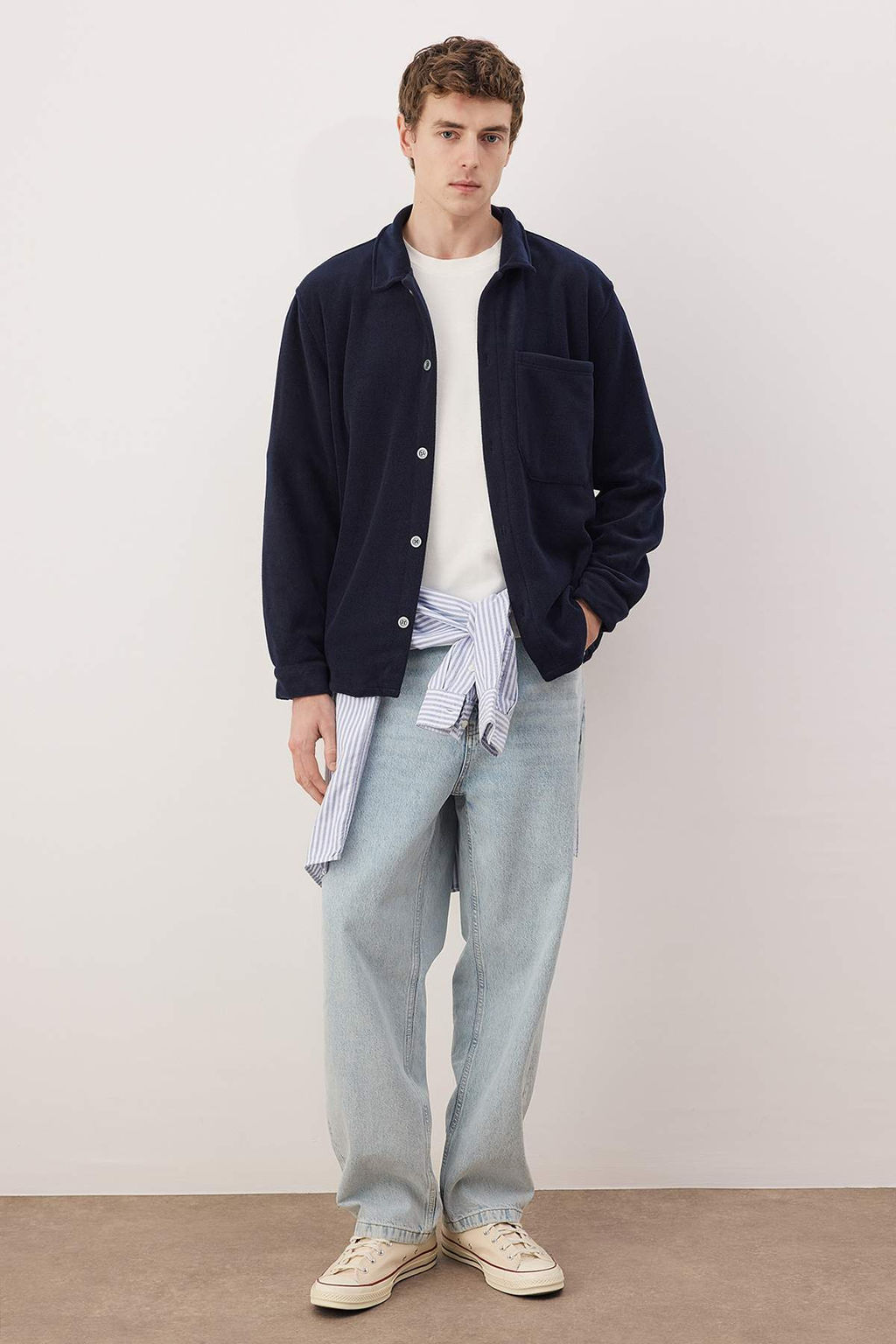 Lacivert Polar Regular/Normal Kesim Cep Detayl? Gomlek TMNAW26GO00028 - Trendyolmilla фото 2